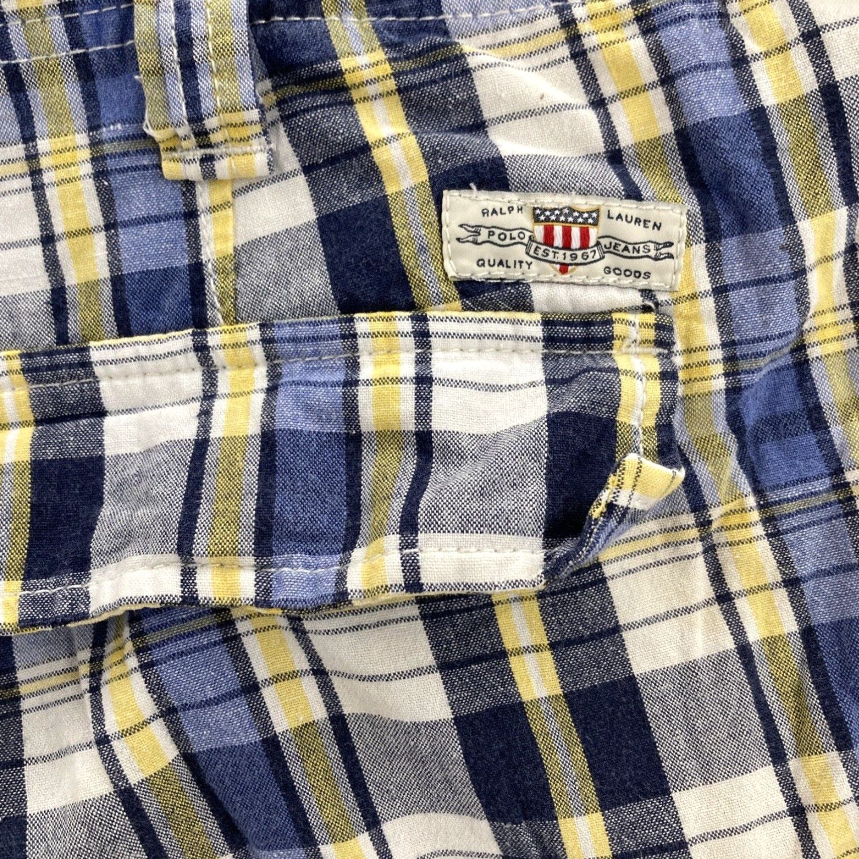 Polo Ralph Lauren VTG Polo Jeans Co Cargo Shorts Mens 42 Blue Plaid Cargo Shorts 42 Blue Plaid Polo Ralph Lauren Mens Size US XL / EU 56 / 4 - 5 Thumbnail