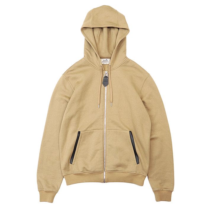 Hermes Hermes Hermes Cashmere Blend Leather Trim Hoodie Cotton Sweatshirts & Hoodies DUTY FREE for USA Size ONE SIZE - 1 Thumbnail