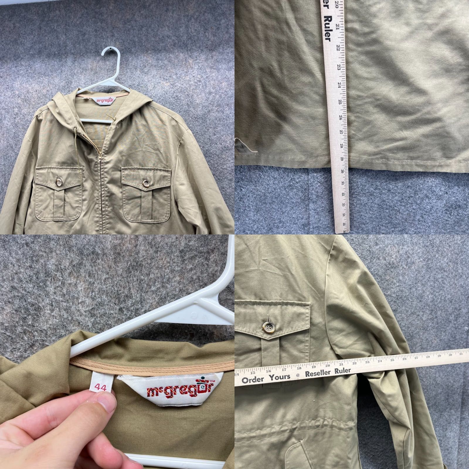 McGregor VINTAGE McGregor Jacket Mens 44 Khaki Hooded Utility Cotton Full Zip Field Chore Vintage Size US S / EU 44-46 / 1 - 8 Thumbnail