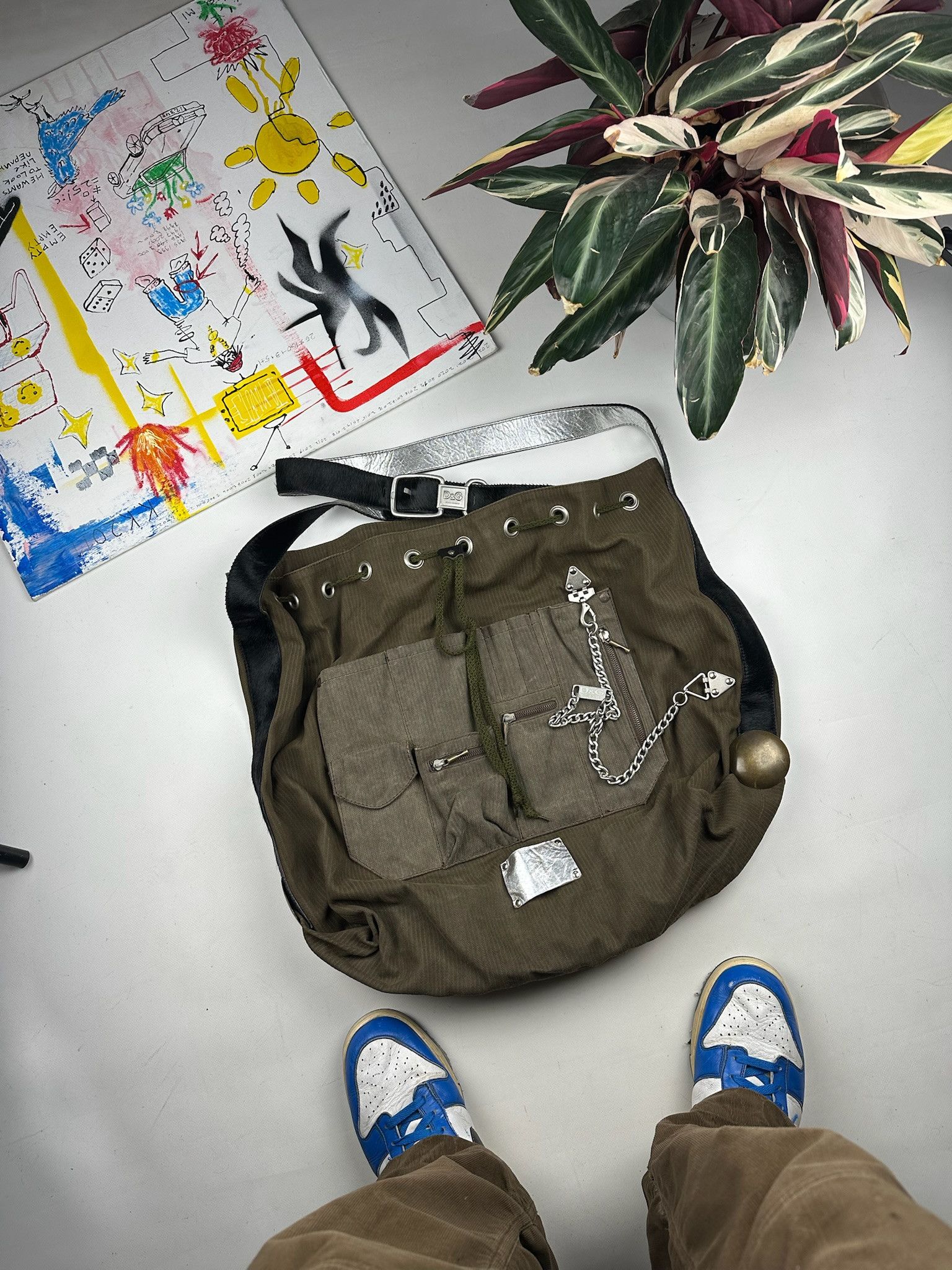 2000s Dolce & Gabbana Black army Cargo Shoulder Bag