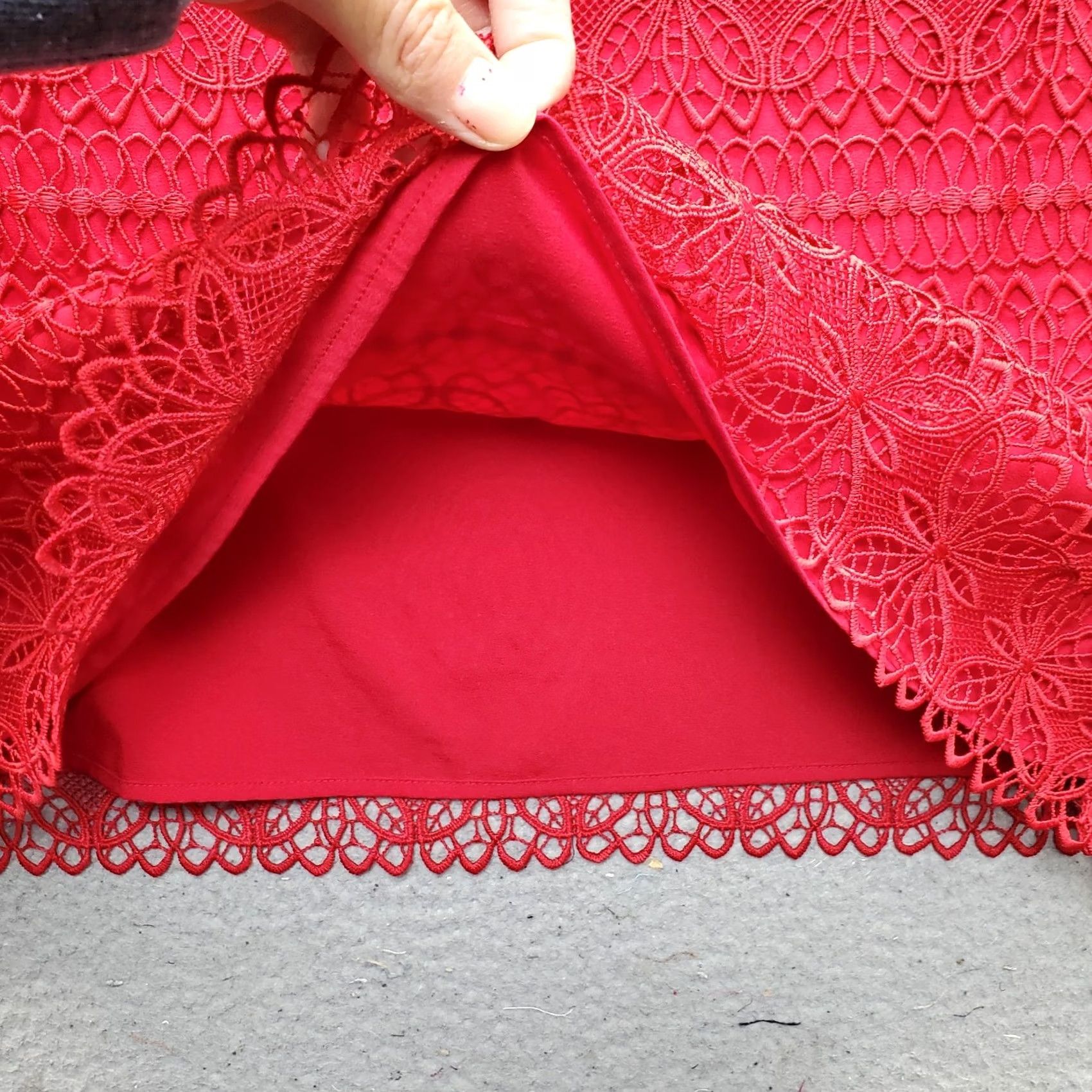Talbots Talbots Blouse Womens L Red Floral Lace 3/4 Bell Sleeve Side Zip N/A Size L / US 10 / IT 46 - 7 Thumbnail