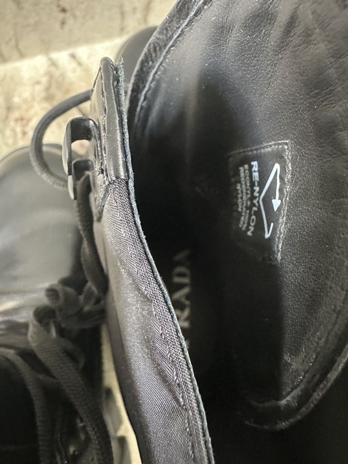 Prada Prada Black Men's Re-Nylon & Leather Zip Pocket Combat Boots Size US 8 / EU 41 - 4 Thumbnail