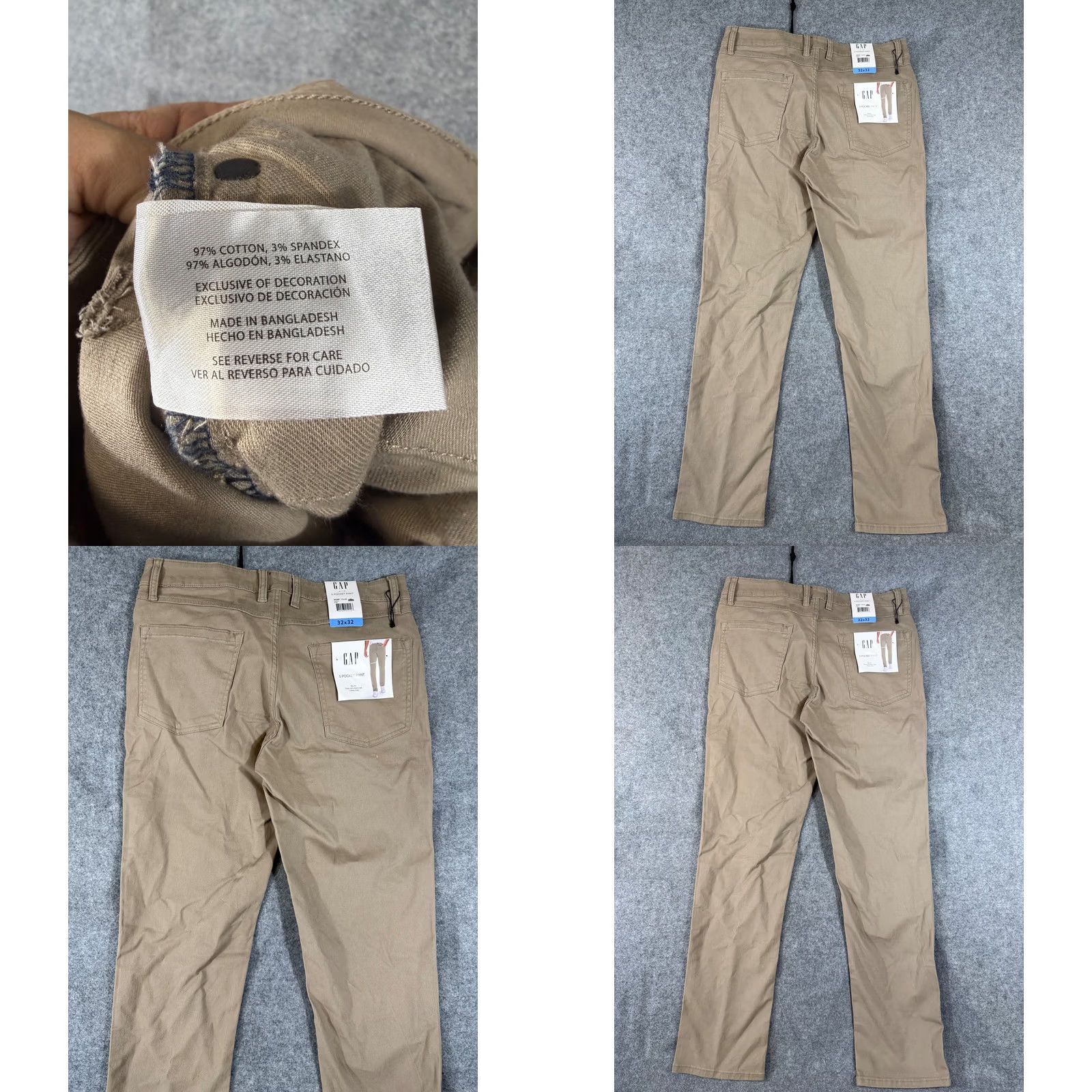Gap Gap 5-Pocket Pants Mens 32x32 Khaki Beige Slim Fit Super Soft Stretch Twill Straight Leg NWT Size US 32 / EU 48 - 8 Thumbnail