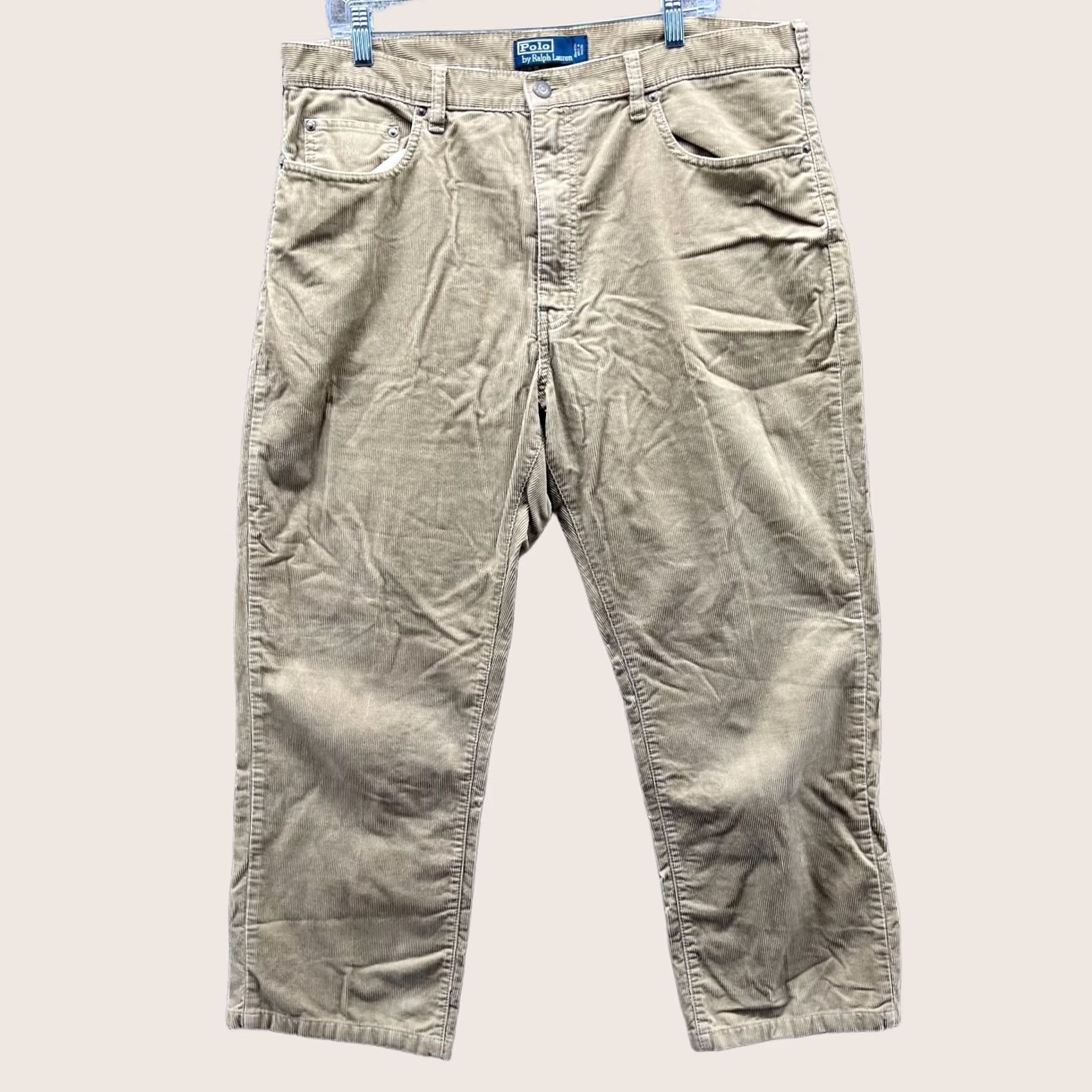 Polo Ralph Lauren VINTAGE Polo Ralph Lauren Pants Mens 38x32 Chino Flat Front Beige Khaki Corduroy Size US 38 / EU 54 - 1 Thumbnail