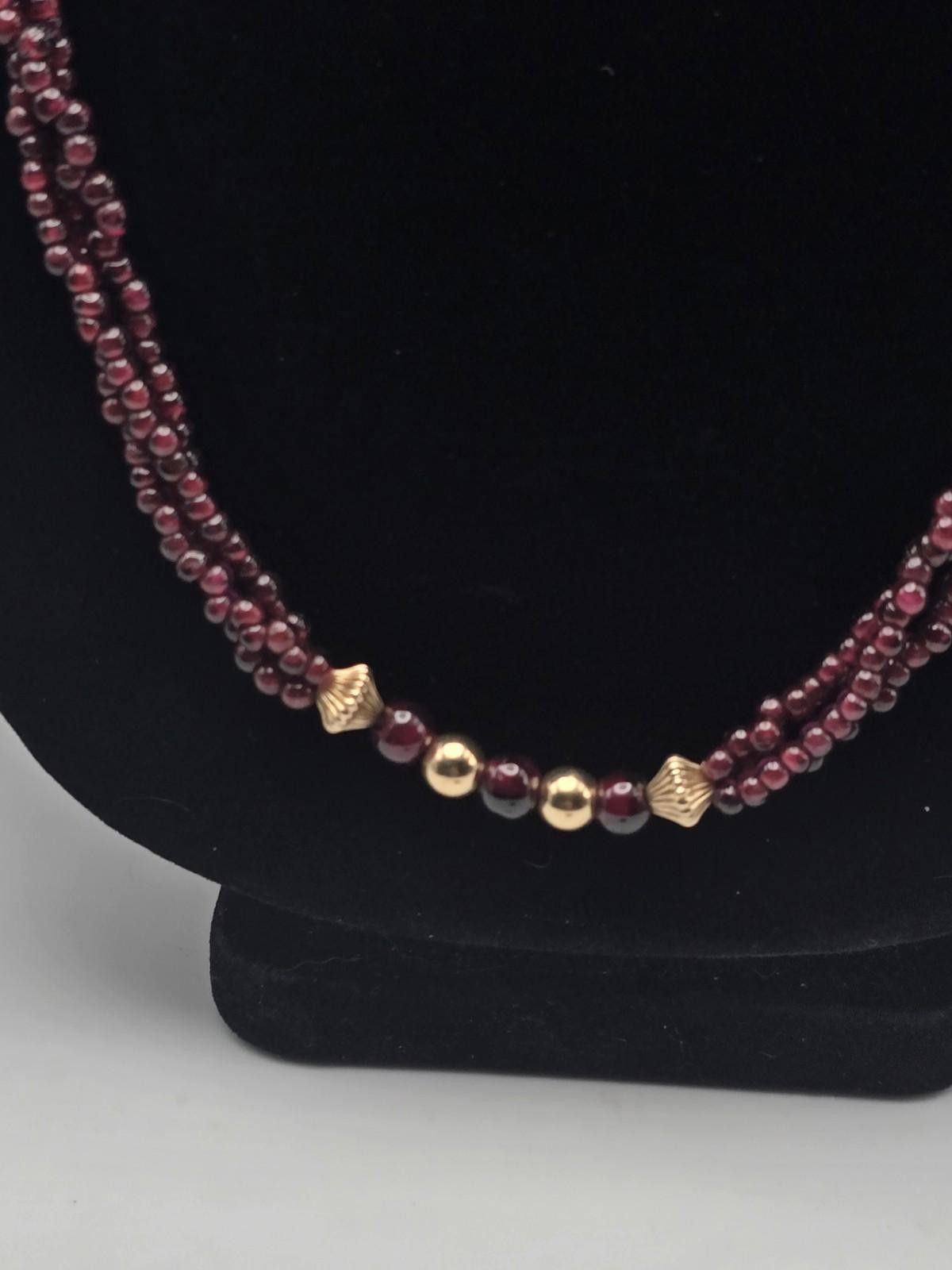 The Unbranded Brand 30" 14k Gold Bead Garnet Necklace 50g Vintage Multi Strand Size ONE SIZE - 3 Thumbnail