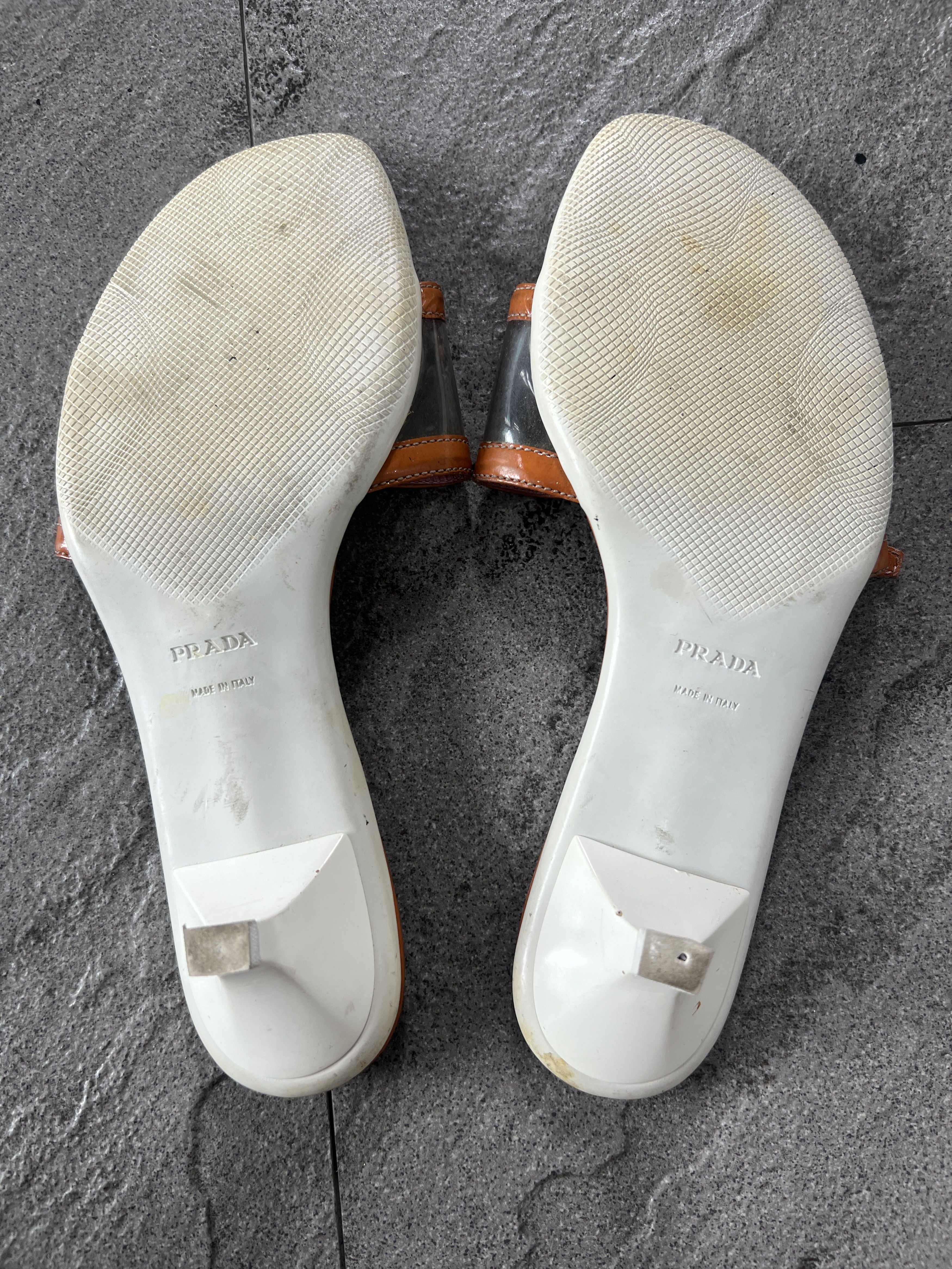 Prada Prada Clear PVC Leather Kitten Heel Slide Sandals 38 Size US 7.5 / IT 37.5 - 10 Thumbnail