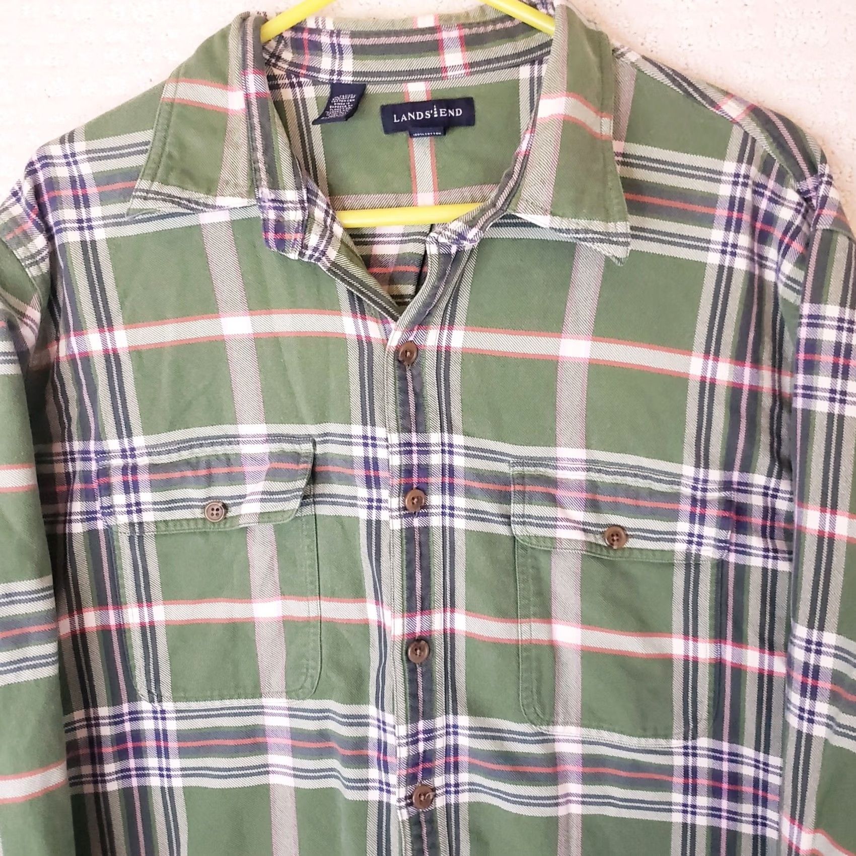 Lands' End VINTAGE Lands' End Flannel Shirt Men's XL Green Plaid Check Outdoors 17-17.5 Question? Size US XL / EU 56 / 4 - 3 Thumbnail