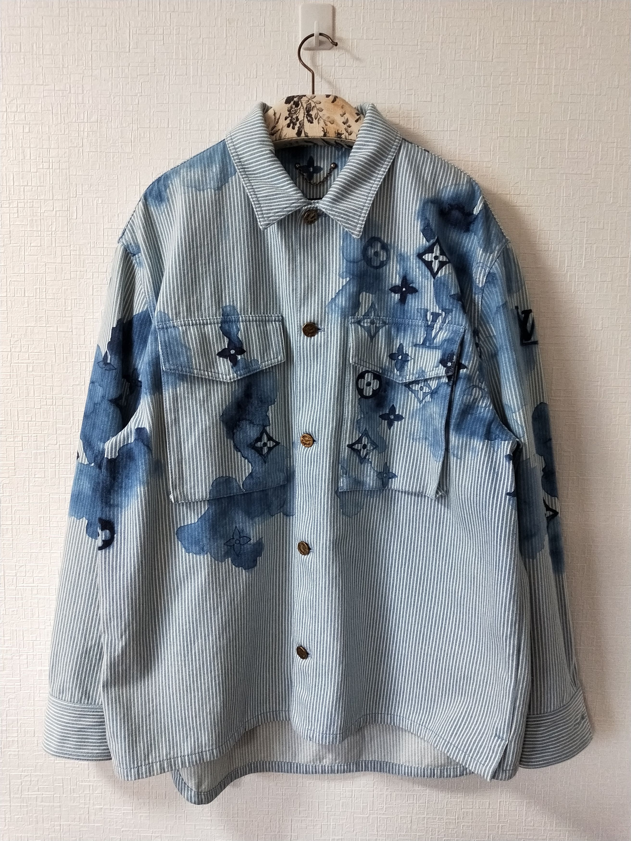 Louis Vuitton, Jackets & Coats, Washed Only Once Lv Striped Monogram  Workwear Denim Shirt