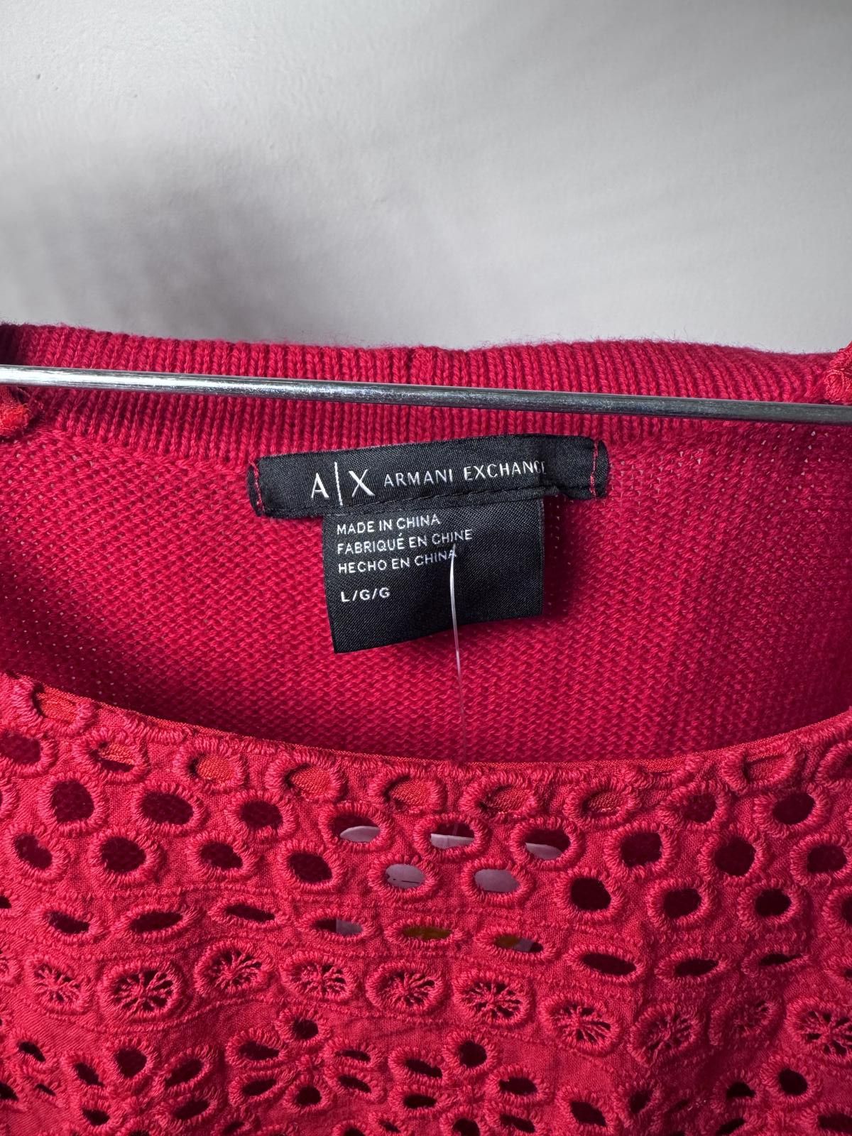 Express Express Women's Red Cold Shoulder Sweater w/Crochet Detail Size L / US 10 / IT 46 - 4 Thumbnail