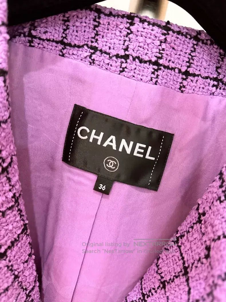 Chanel Chanel Purple plaid tweed coat Size XS / US 0-2 / IT 36-38 - 7 Thumbnail
