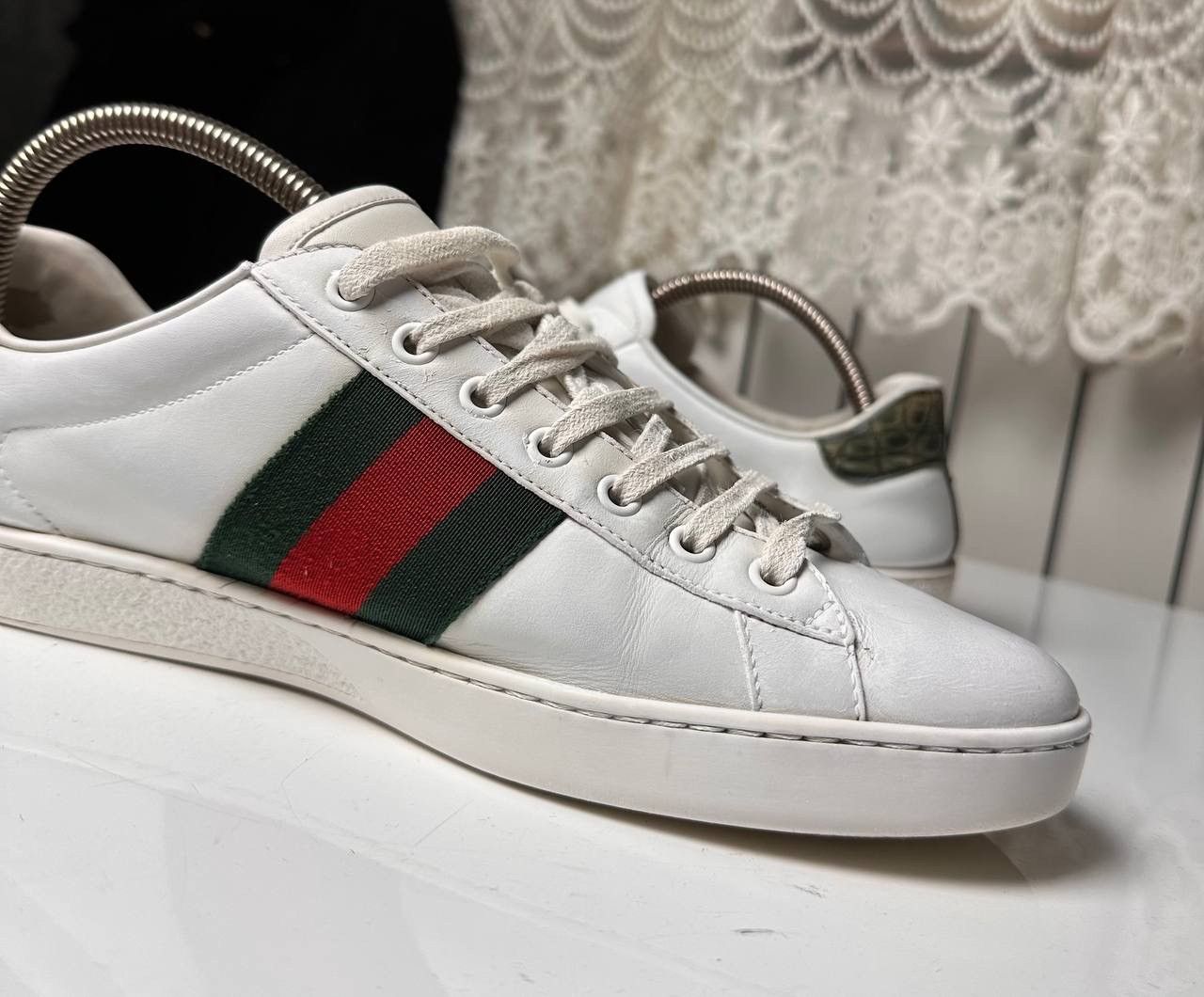 Gucci Rare Gucci Ace Classic White Leather Low Top Sneakers Stripe Size US 8 / EU 41 - 10 Thumbnail