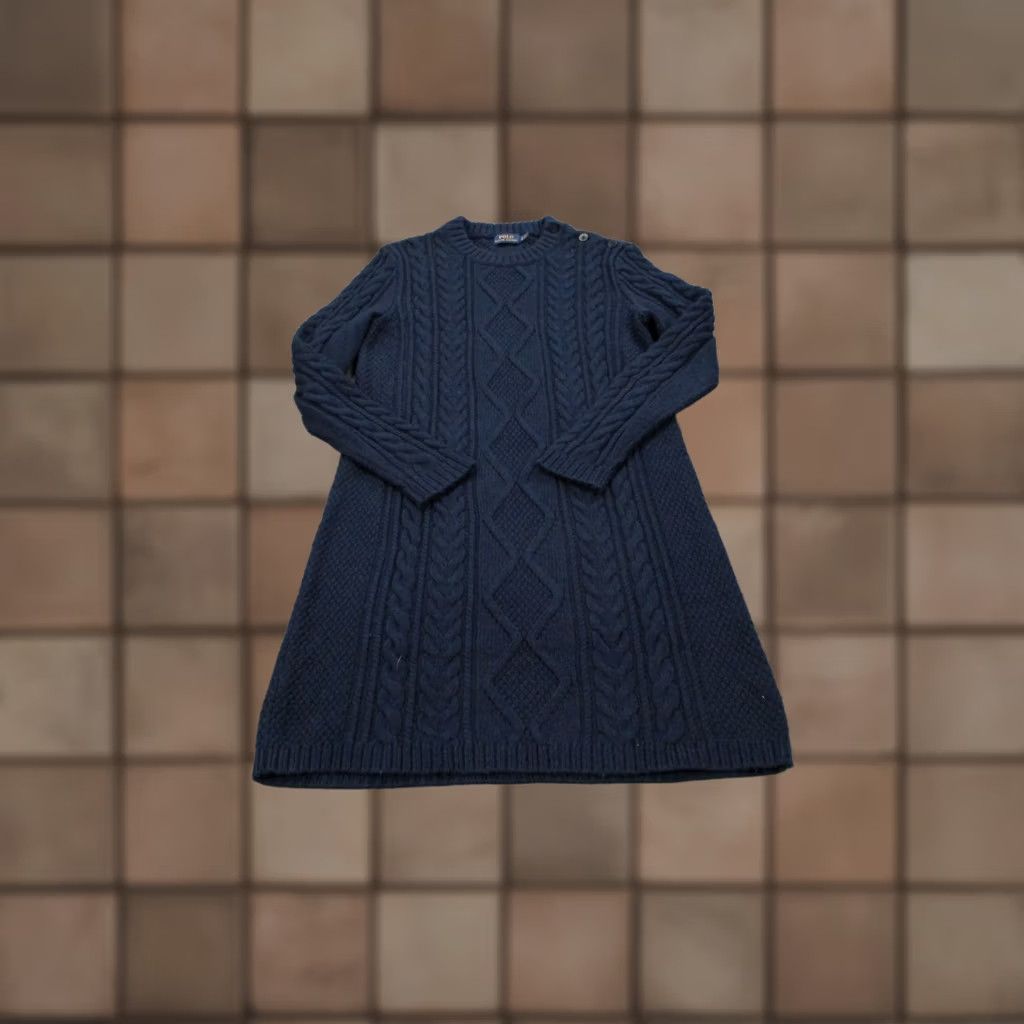 Polo Ralph Lauren Polo Ralph Lauren Sweater Dress Womens L Navy Knit Crew Neck Pullover Logo Casual Vintage: No Size L / US 10 / IT 46 - 1 Thumbnail