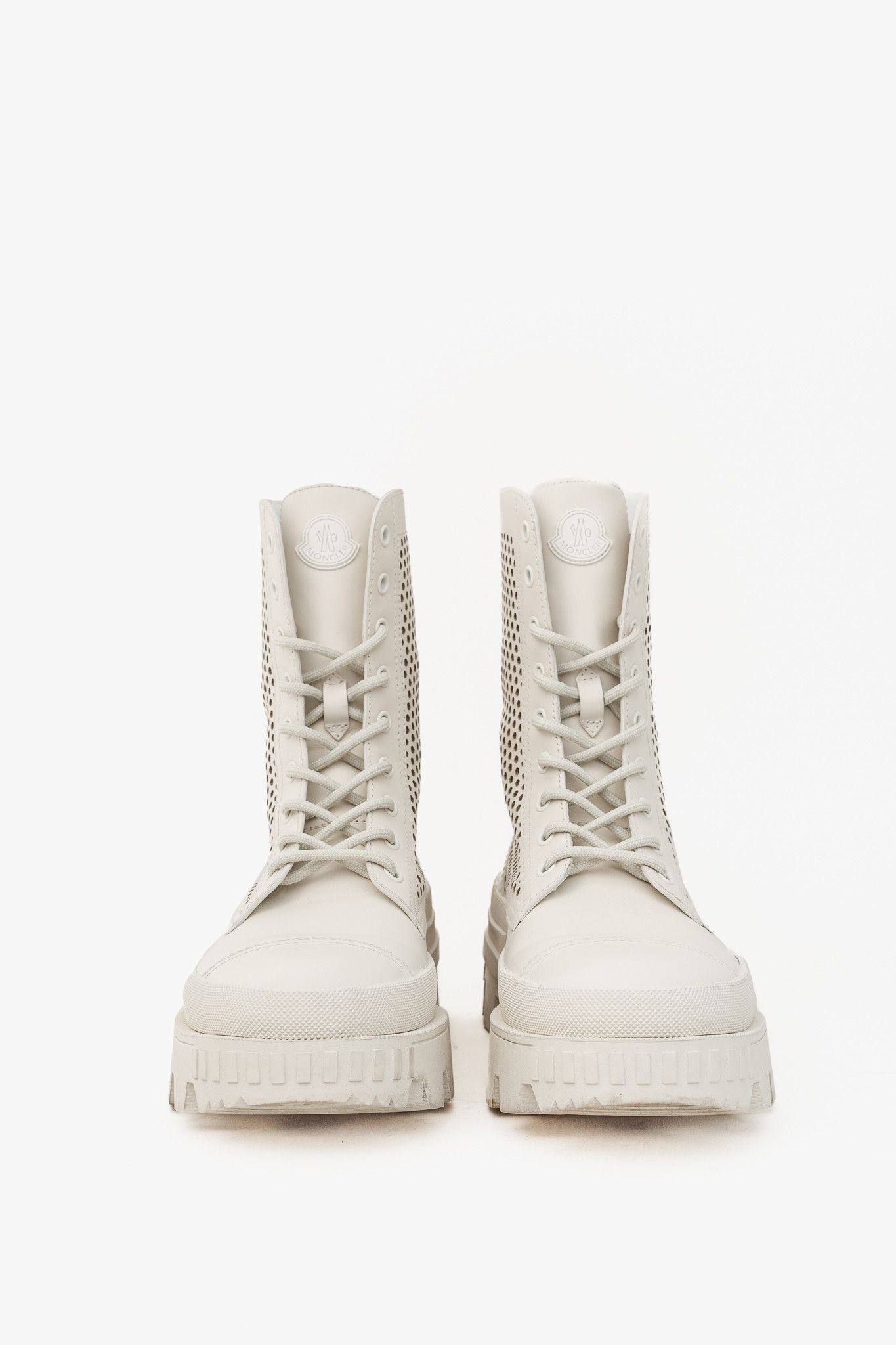 Moncler Moncler Carinne Beige Perforated Leather Lace-Up Boots Size US 9 / IT 39 - 2 Thumbnail