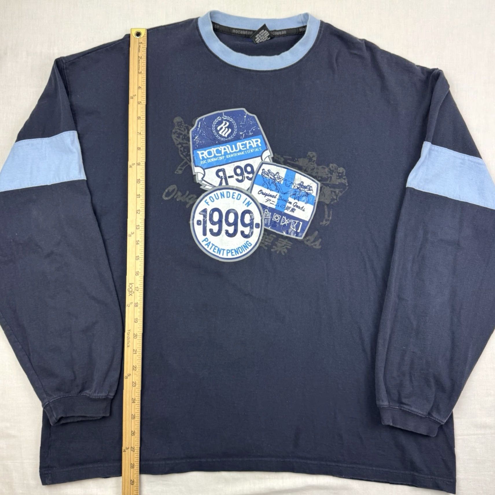 Rocawear VINTAGE Rocawear Long Sleeve Shirt Adult XL Blue Hip Hop 90s Classic Y2K Hipster Mens Size US XL / EU 56 / 4 - 6 Thumbnail