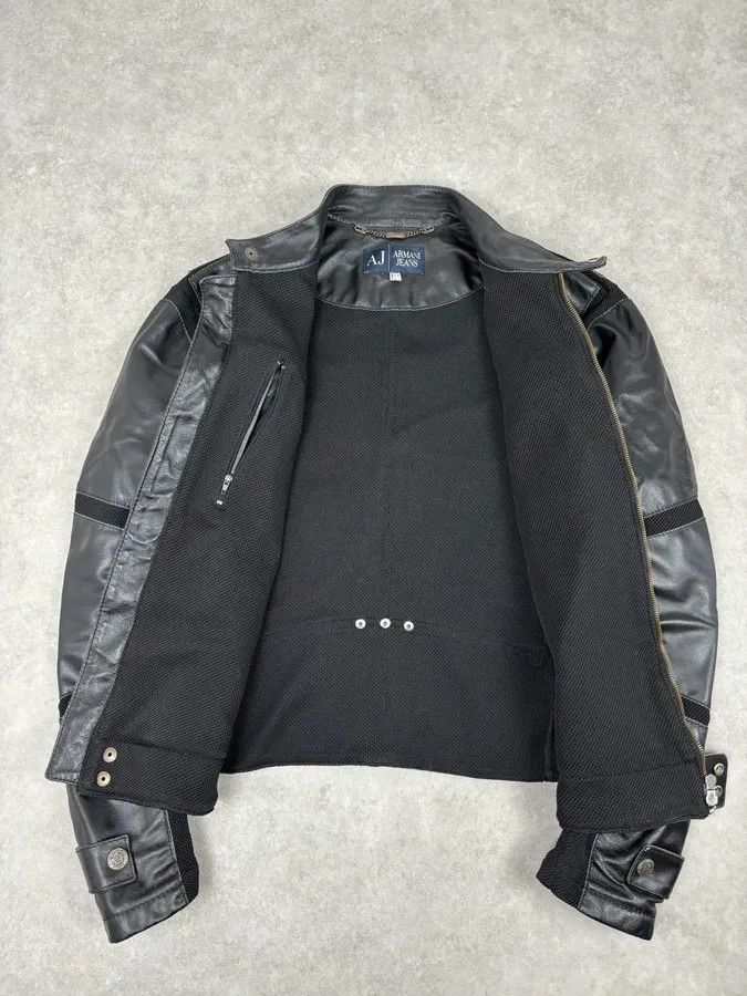 Armani 2000s Armani Black Hybrid Biker Leather Jacket Size US M / EU 48-50 / 2 - 7 Thumbnail