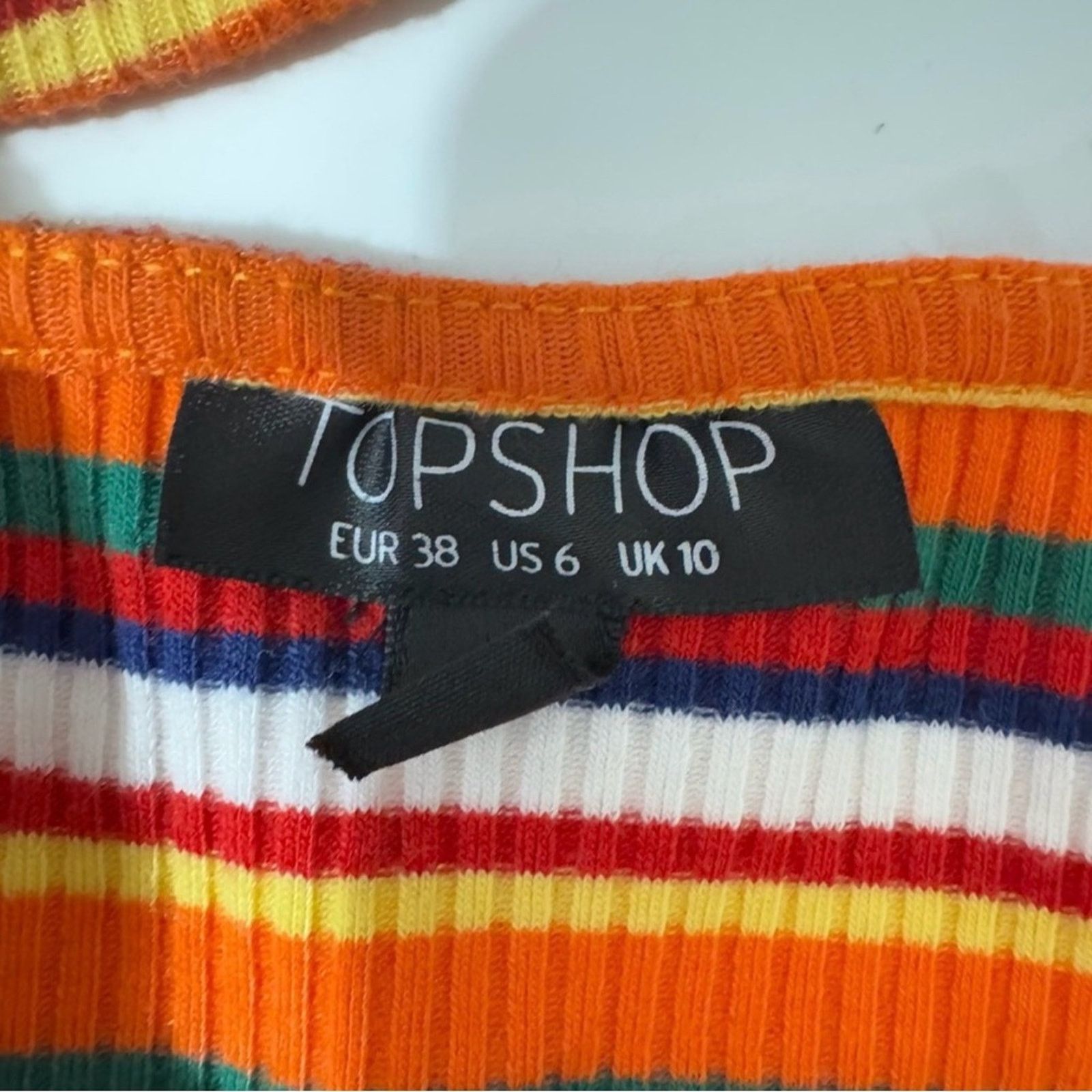 Topshop Topshop Ribbed Orange Black Sheath Mini Dress Size XS / US 0-2 / IT 36-38 - 6 Thumbnail