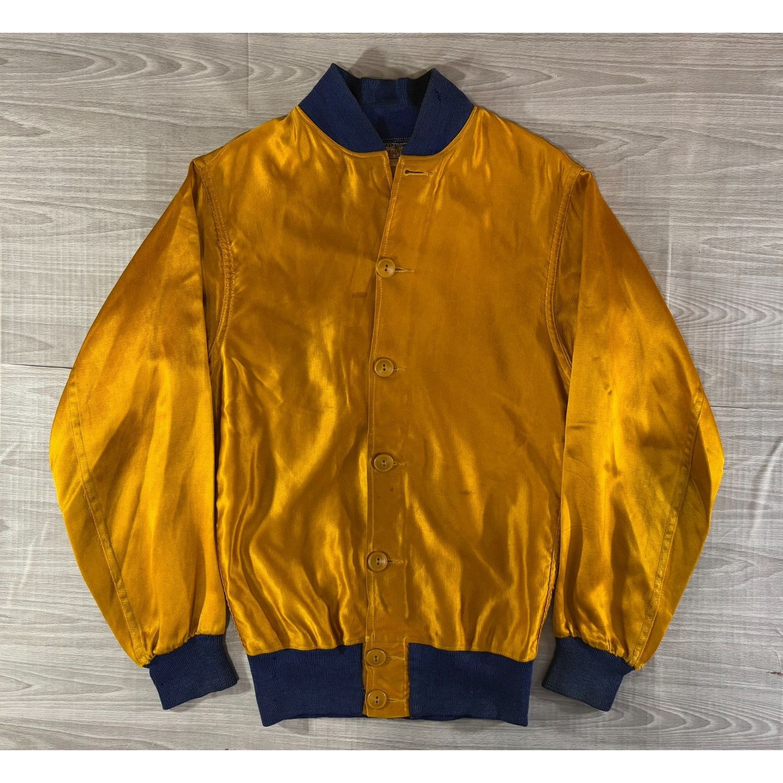 Other Lowe And Campbell Satin Jacket Sz 38 gold blue VTG 40's tryn Size US XS / EU 42 / 0 - 1 Thumbnail