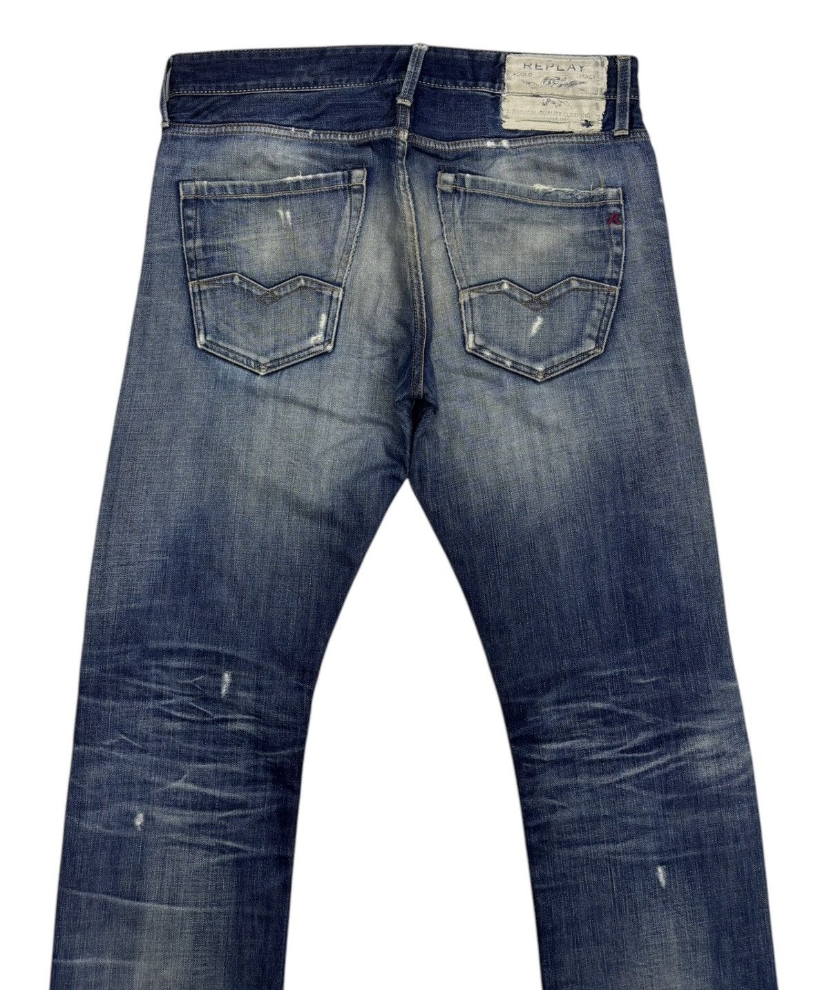If Six Was Nine Vintage Distressed Denim Replay Selvedge Ripped Jeans Size US 35 - 7 Thumbnail
