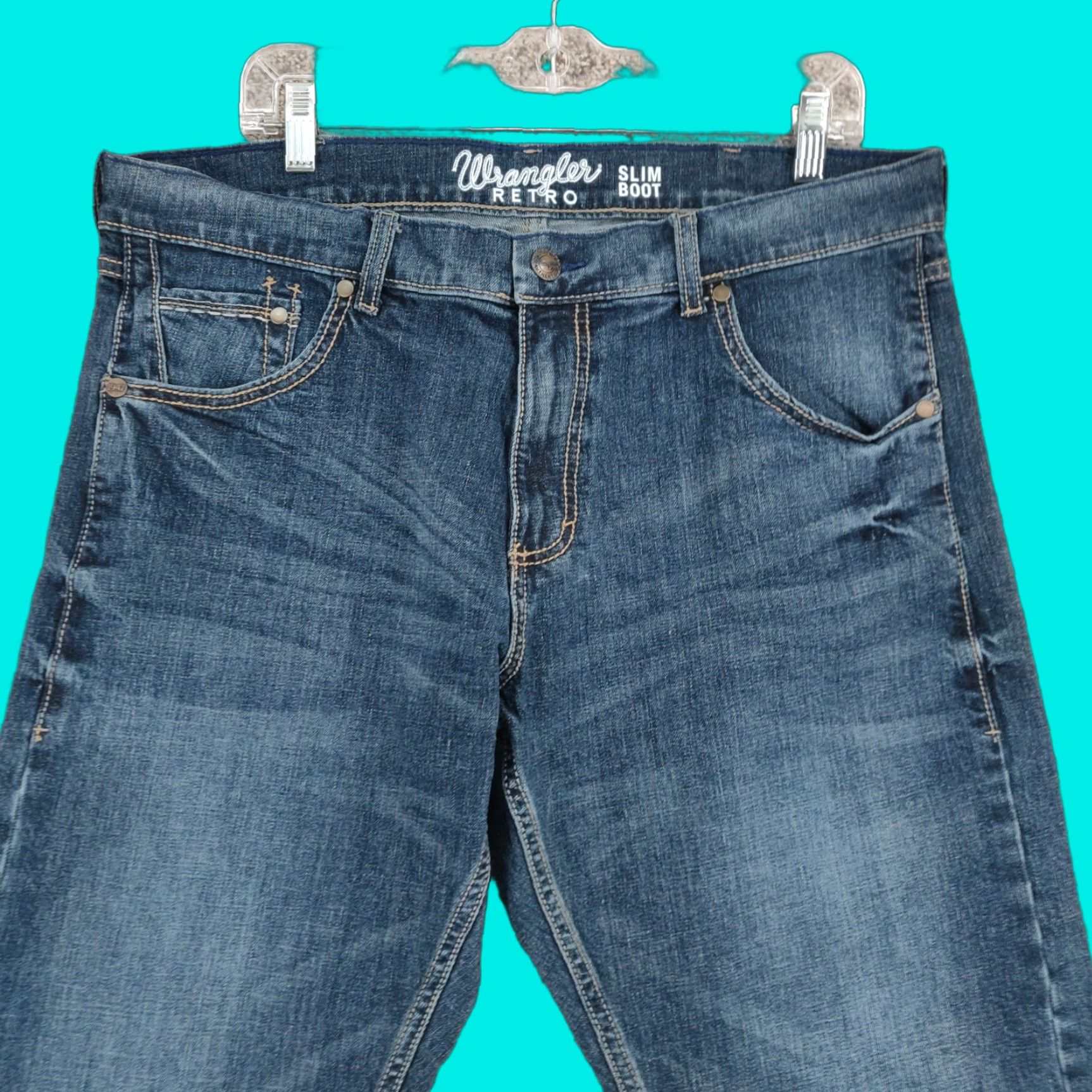 Wrangler Wrangler Retro Slim Boot Jeans Mens 36X30 Blue Western Cowboy Work Size US 36 / EU 52 - 1 Thumbnail