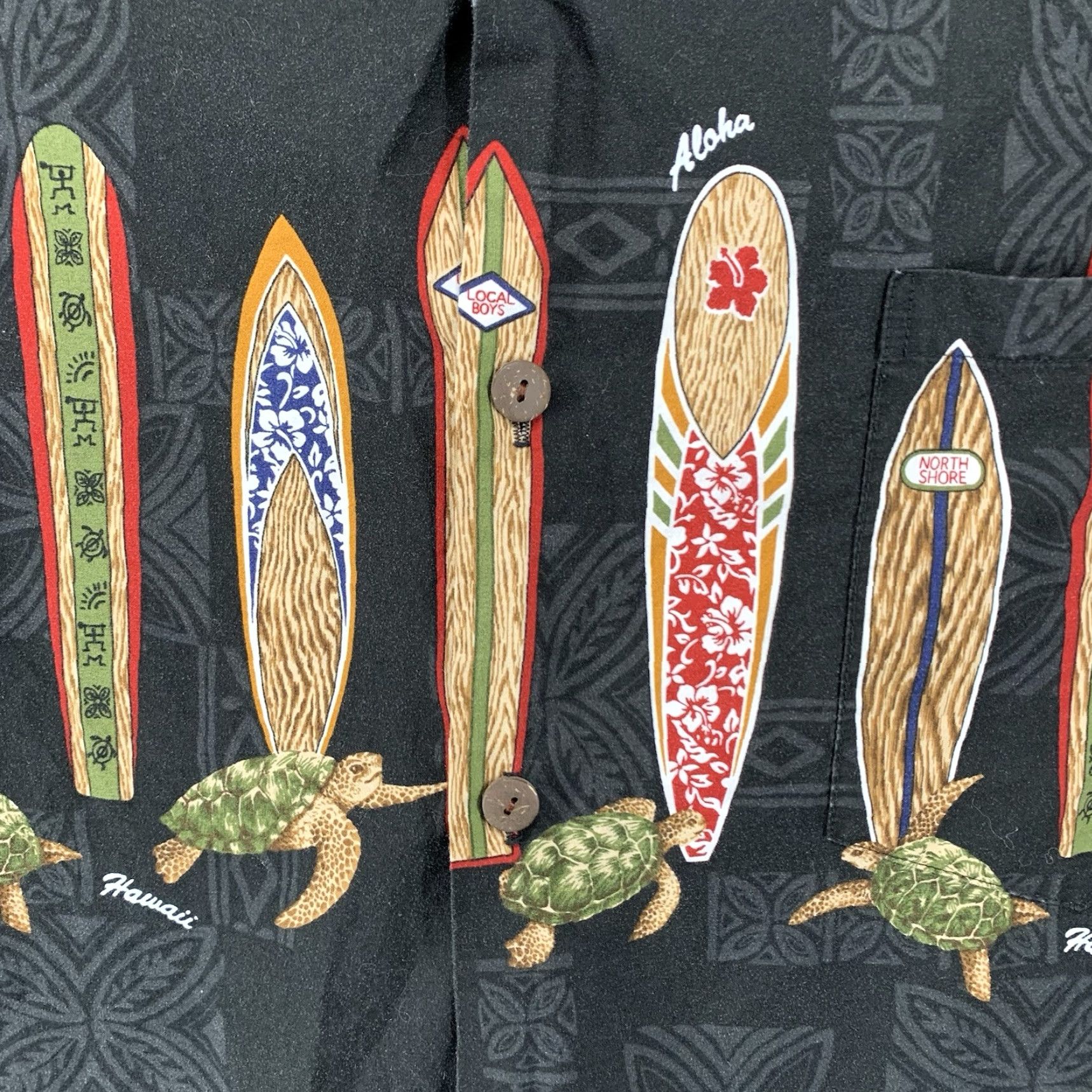 Vintage VINTAGE Royal Hawaiian Men’s Shirt 3XL Cotton Black Turtles Surf Board Beach Casual Summer Size US XXL / EU 58 / 5 - 6 Thumbnail