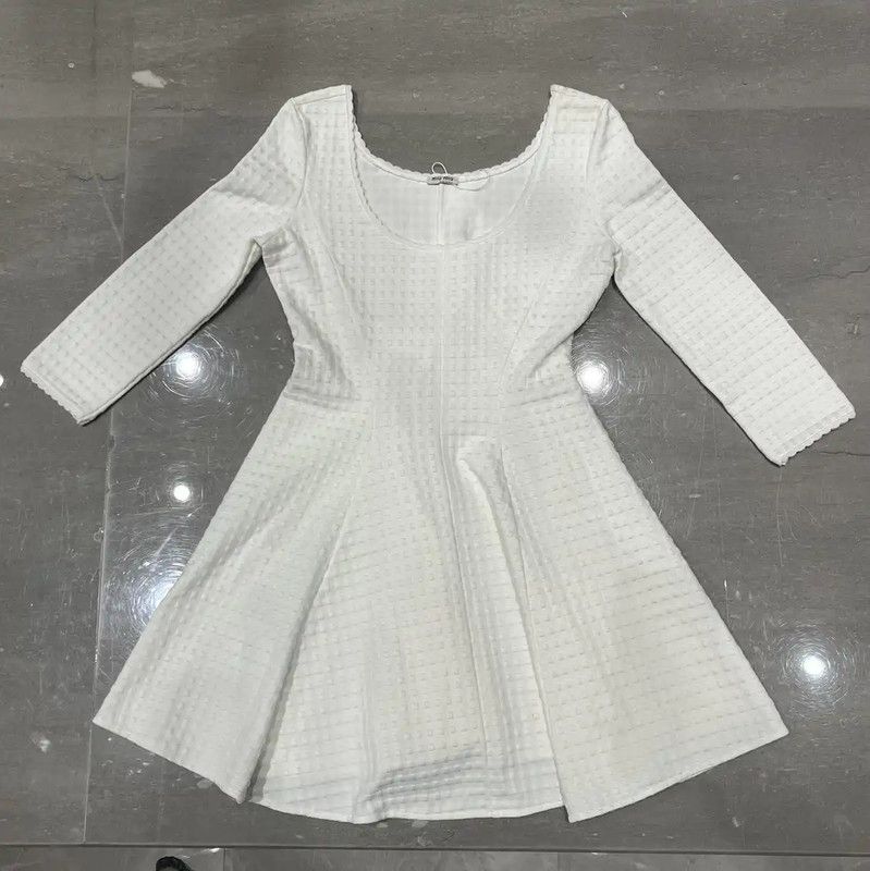 Miu Miu Miu Miu White Long Sleeve Dress for Women 0089 Size L / US 10 / IT 46 - 1 Thumbnail
