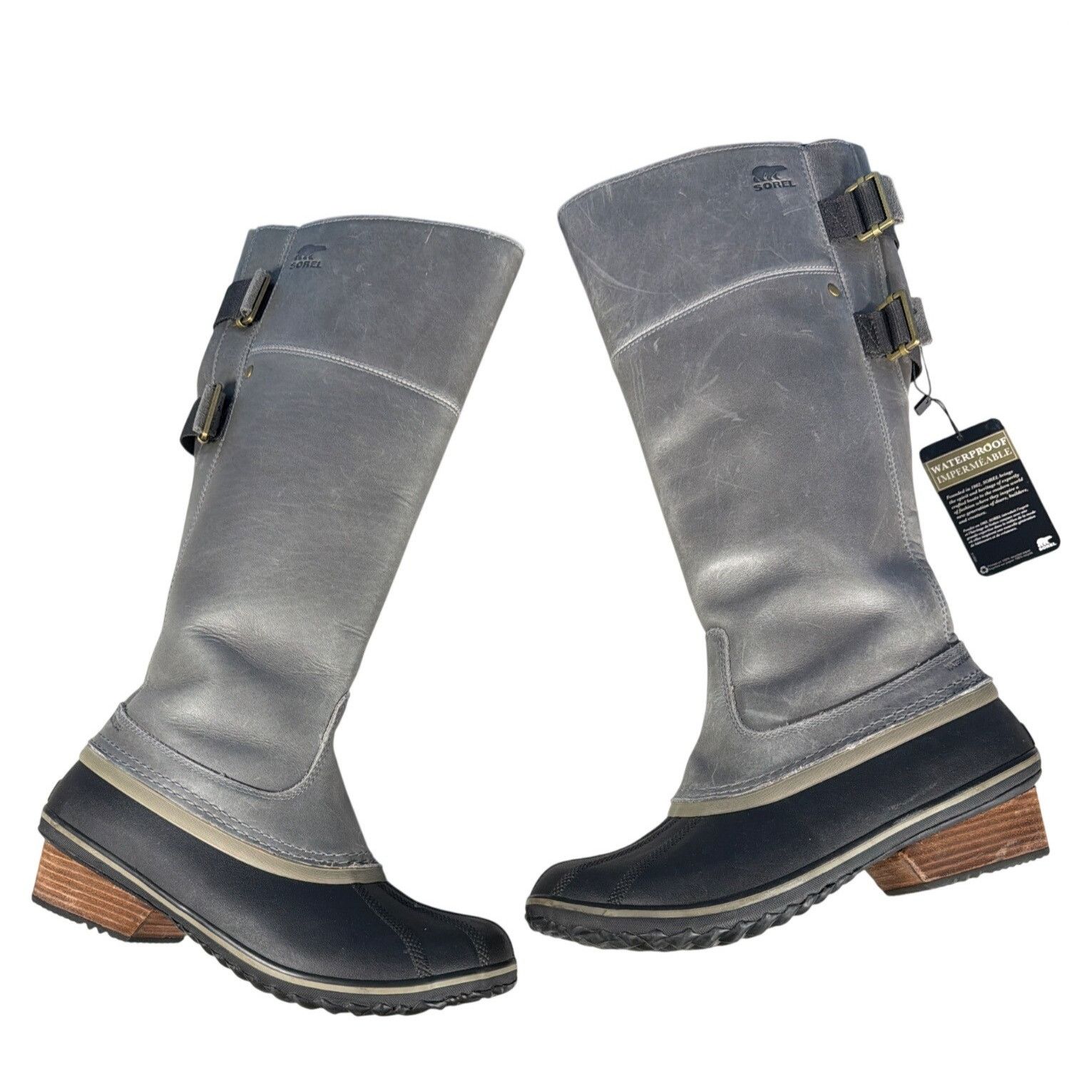 SOREL New Sorel Slimpack Riding Tall II Gray Leather Snow Boot Siz Size US 10 / IT 40 - 2 Thumbnail