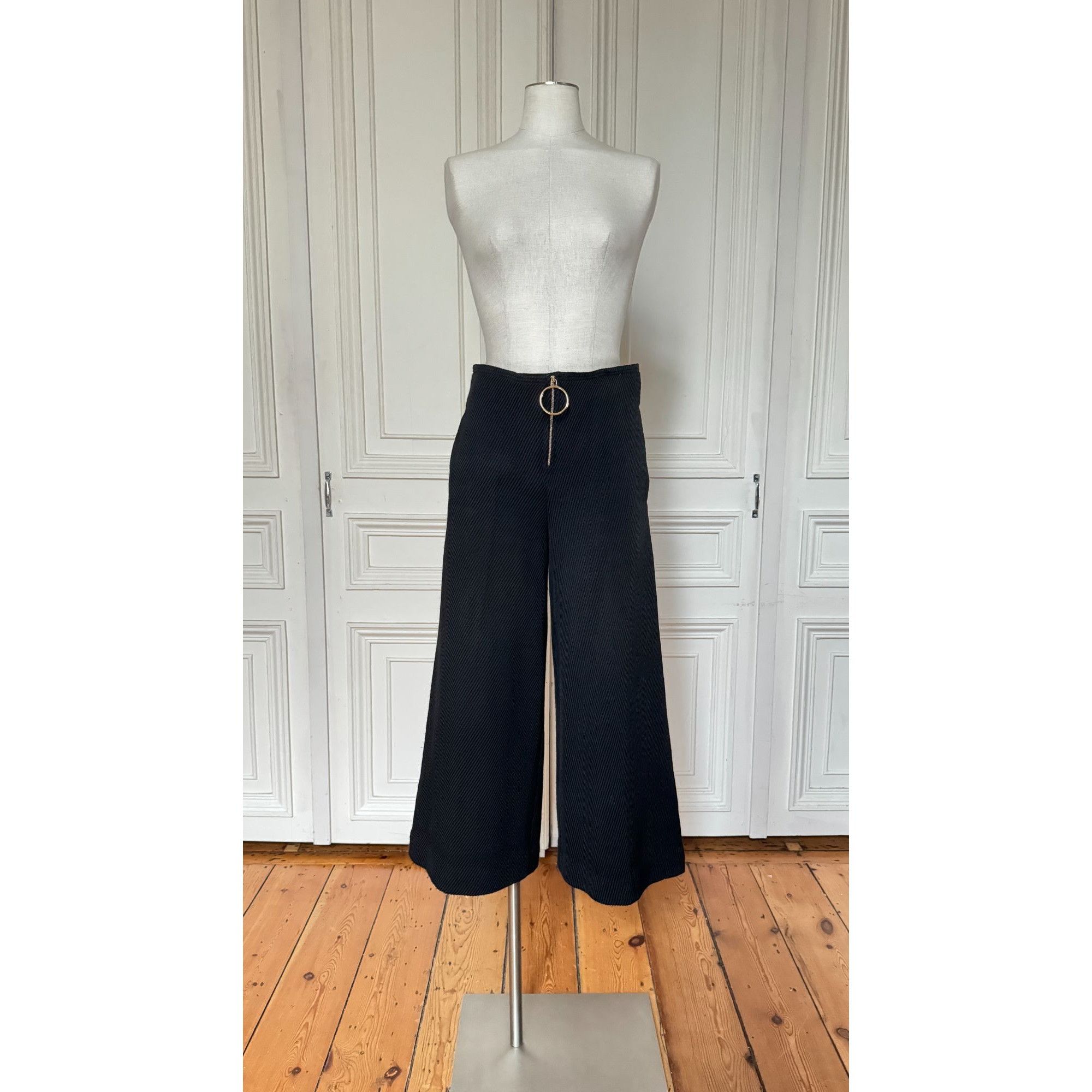 Celine Phoebe Philo Pre-Fall 2015 Black Corduroy Wide-Leg Pants Size 26" / US 2 / IT 38 - 2 Thumbnail