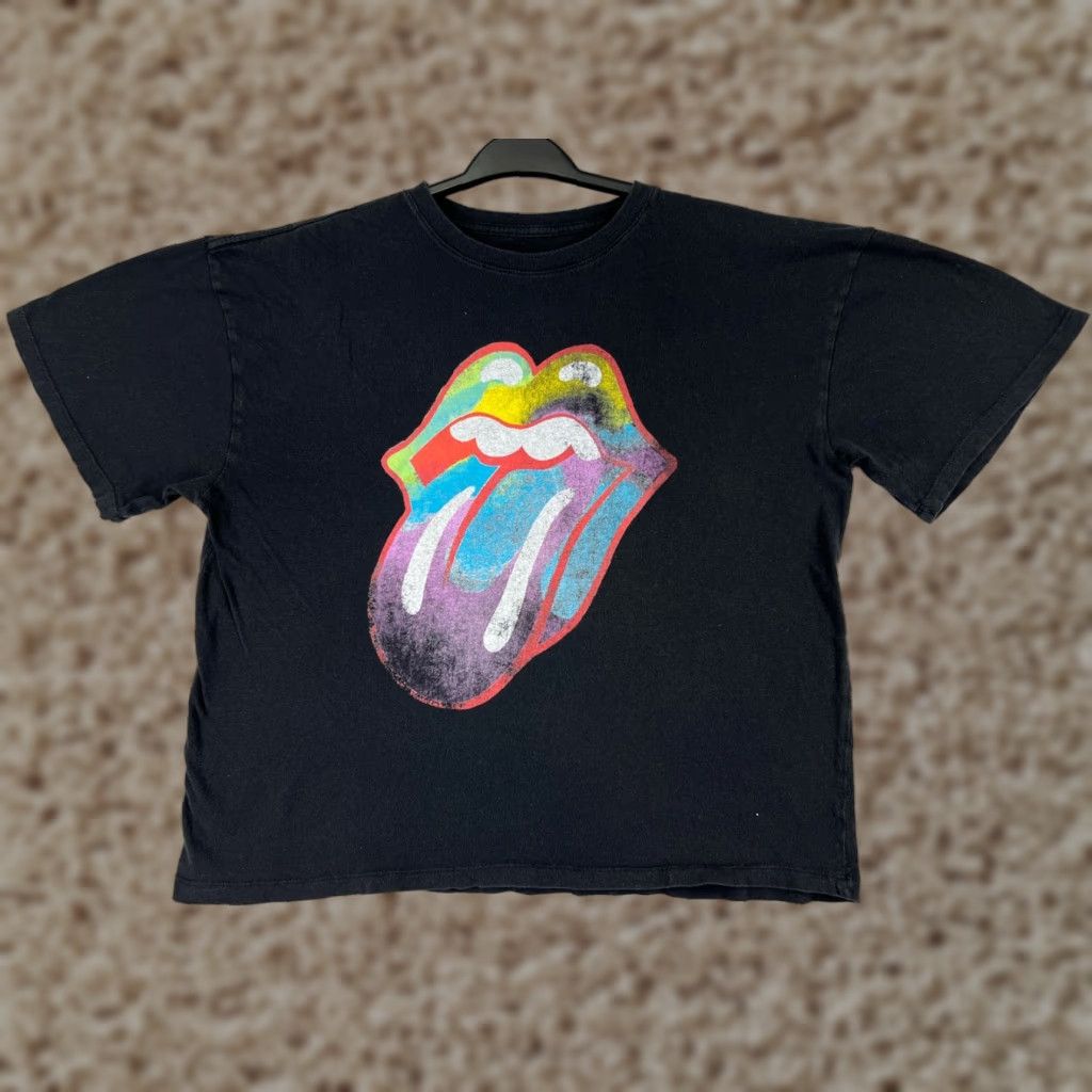 Vintage Rolling Stones Shirt Womens Medium Black Crop Short Sleeve Crew Neck T-Shirt Size M / US 6-8 / IT 42-44 - 1 Thumbnail