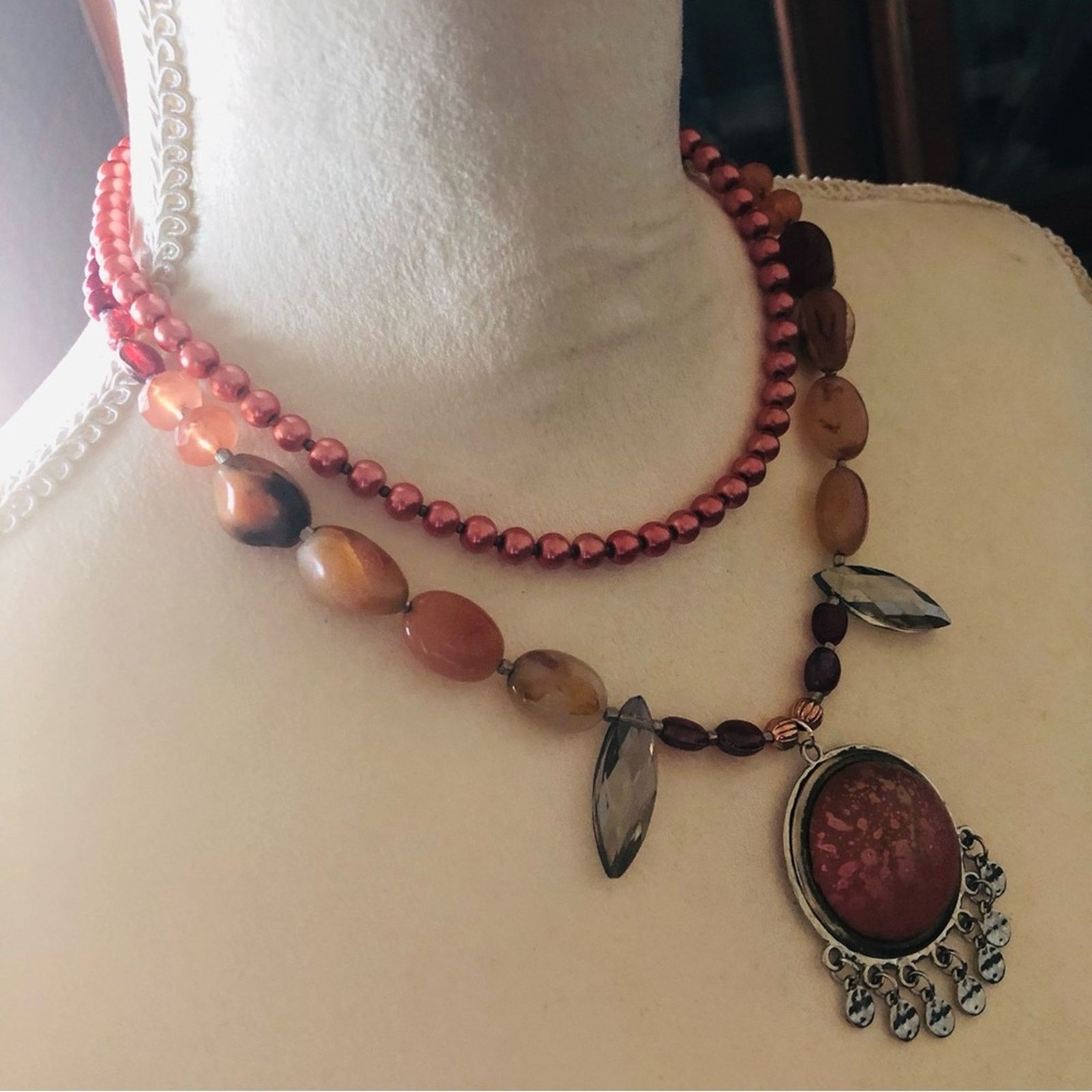 Handmade Handcrafted repurpose double strand carnelian necklace Size ONE SIZE - 4 Thumbnail
