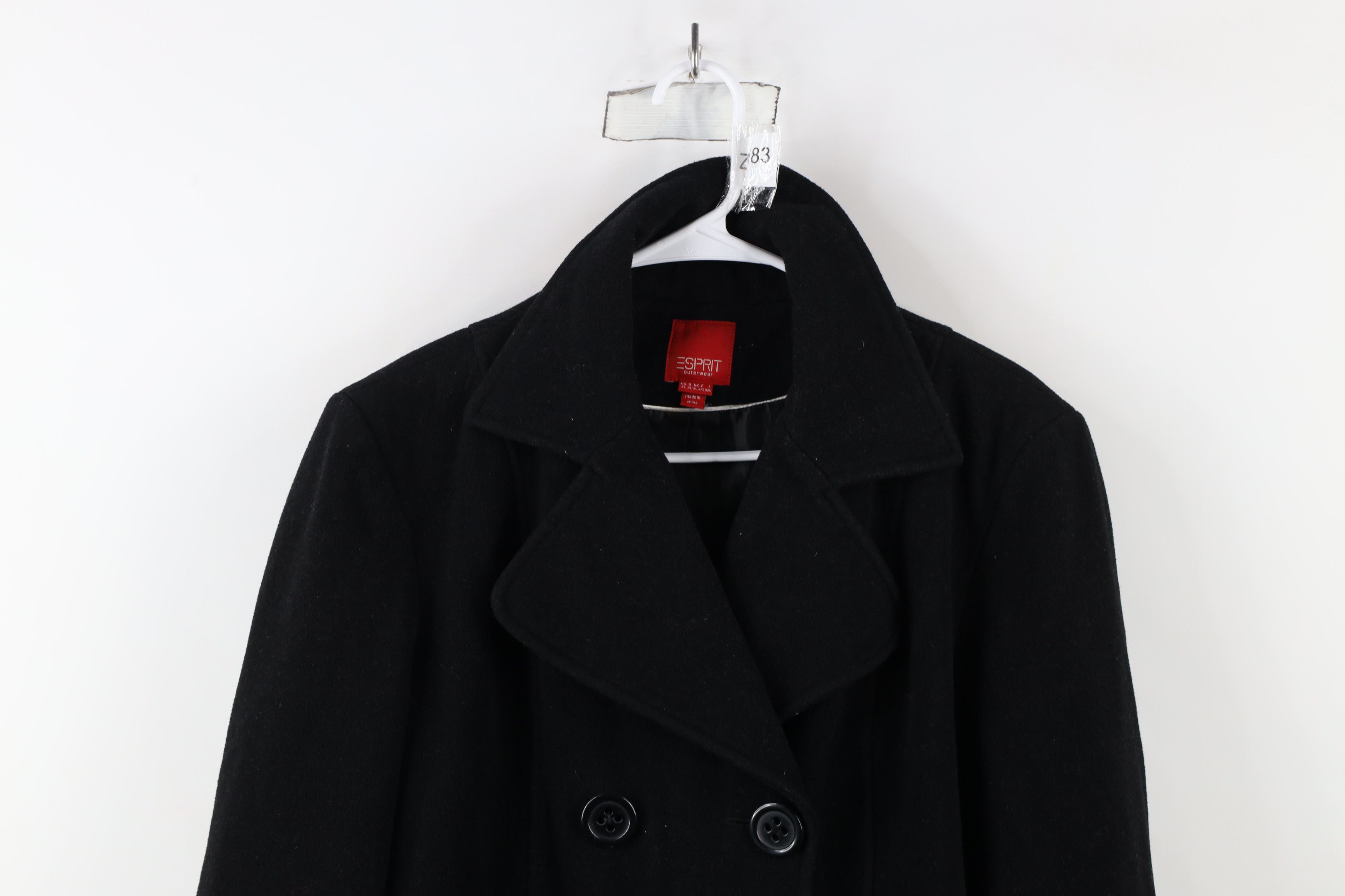 Esprit × Vintage Vintage 90s Y2K Esprit Babydoll Wool Peacoat Jacket Black Size L / US 10 / IT 46 - 2 Thumbnail