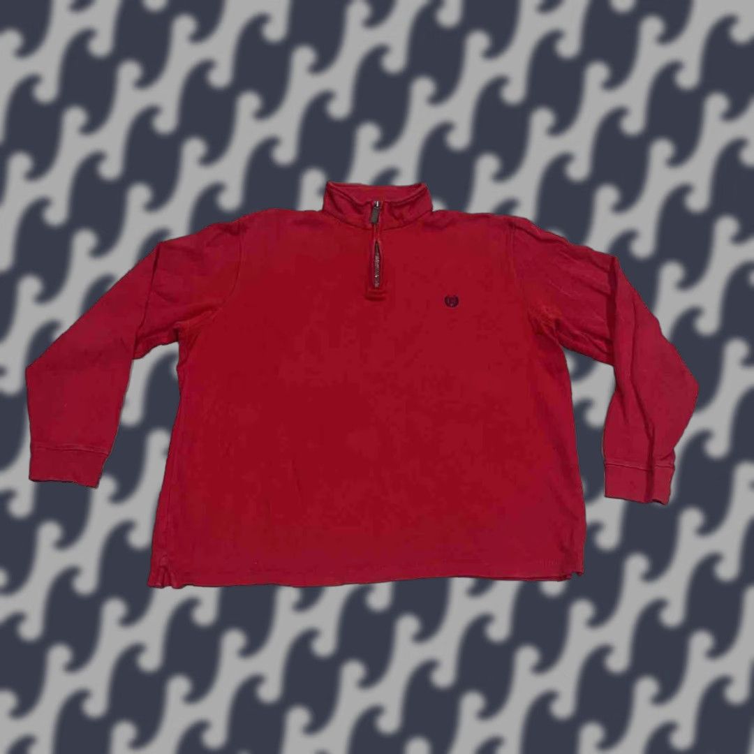 Chaps CHAPS Pullover Shirt Red XL Long Sleeve 1/4 Zip High Neck Cotton Embroidered Logo Men Size US XL / EU 56 / 4 - 1 Thumbnail