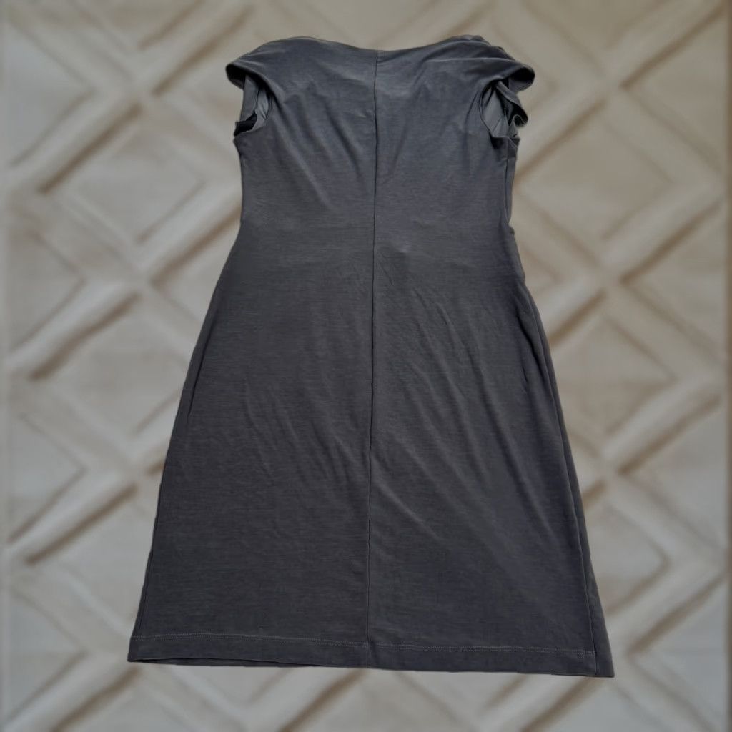 Vintage Komarov Women's Dress Cowl Neck Ruched Asymmetrical Knee Length Gray Large Size L / US 10 / IT 46 - 1 Thumbnail