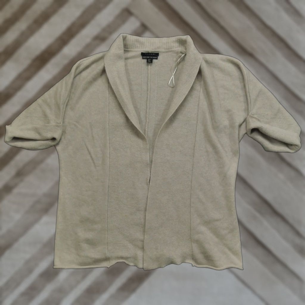 Vintage VINTAGE Tahari Cardigan Sweater Womens Medium Beige Cashmere Short Sleeve Turtleneck Knit Pullover Winter Classic Size M / US 6-8 / IT 42-44 - 1 Thumbnail