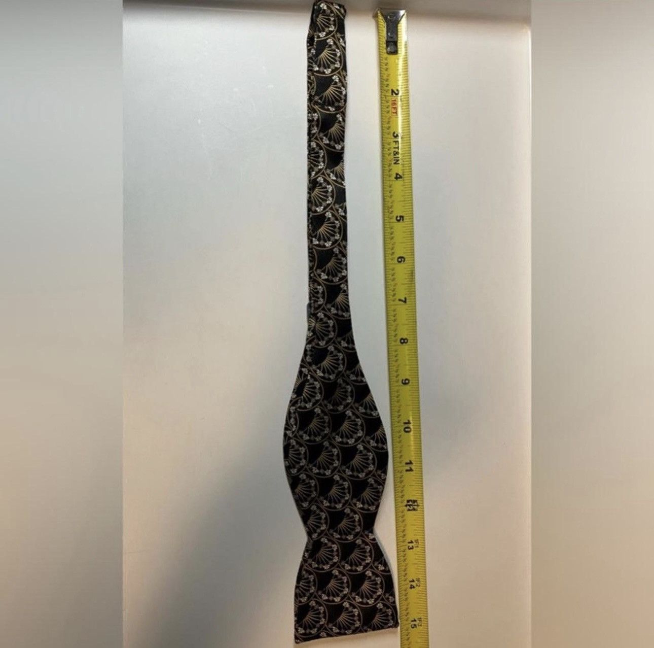 Other Vtg Beau Ties Ltd of Vermont Silk Bow Tie Black Gold Print Size ONE SIZE - 4 Thumbnail