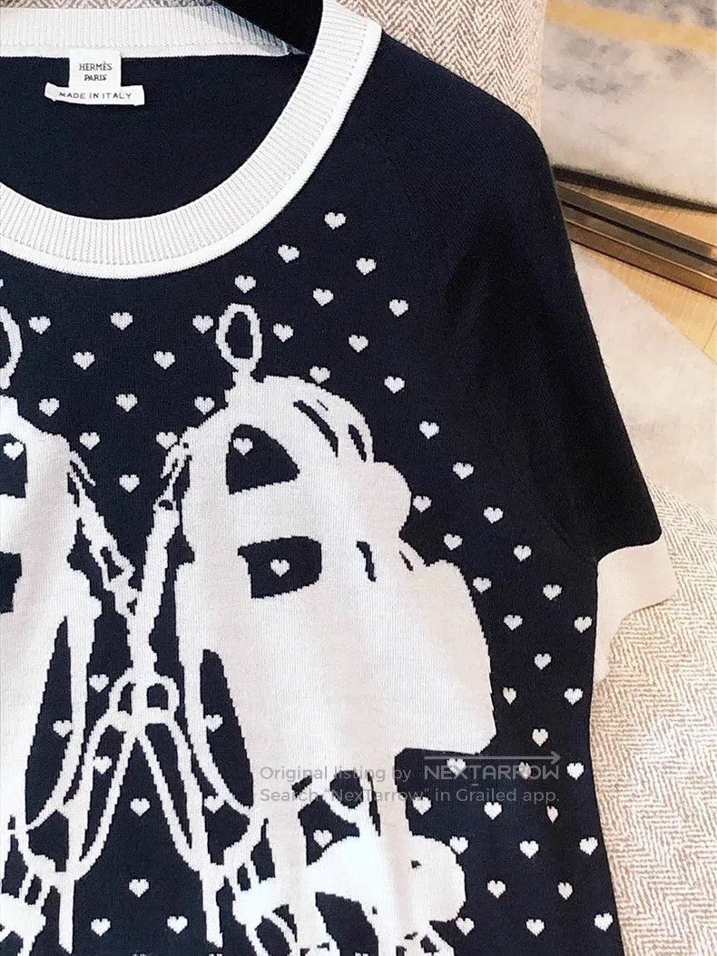 Hermes Hermes Knitted T-shirt, black and white knitted short slee Size XS / US 0-2 / IT 36-38 - 3 Thumbnail