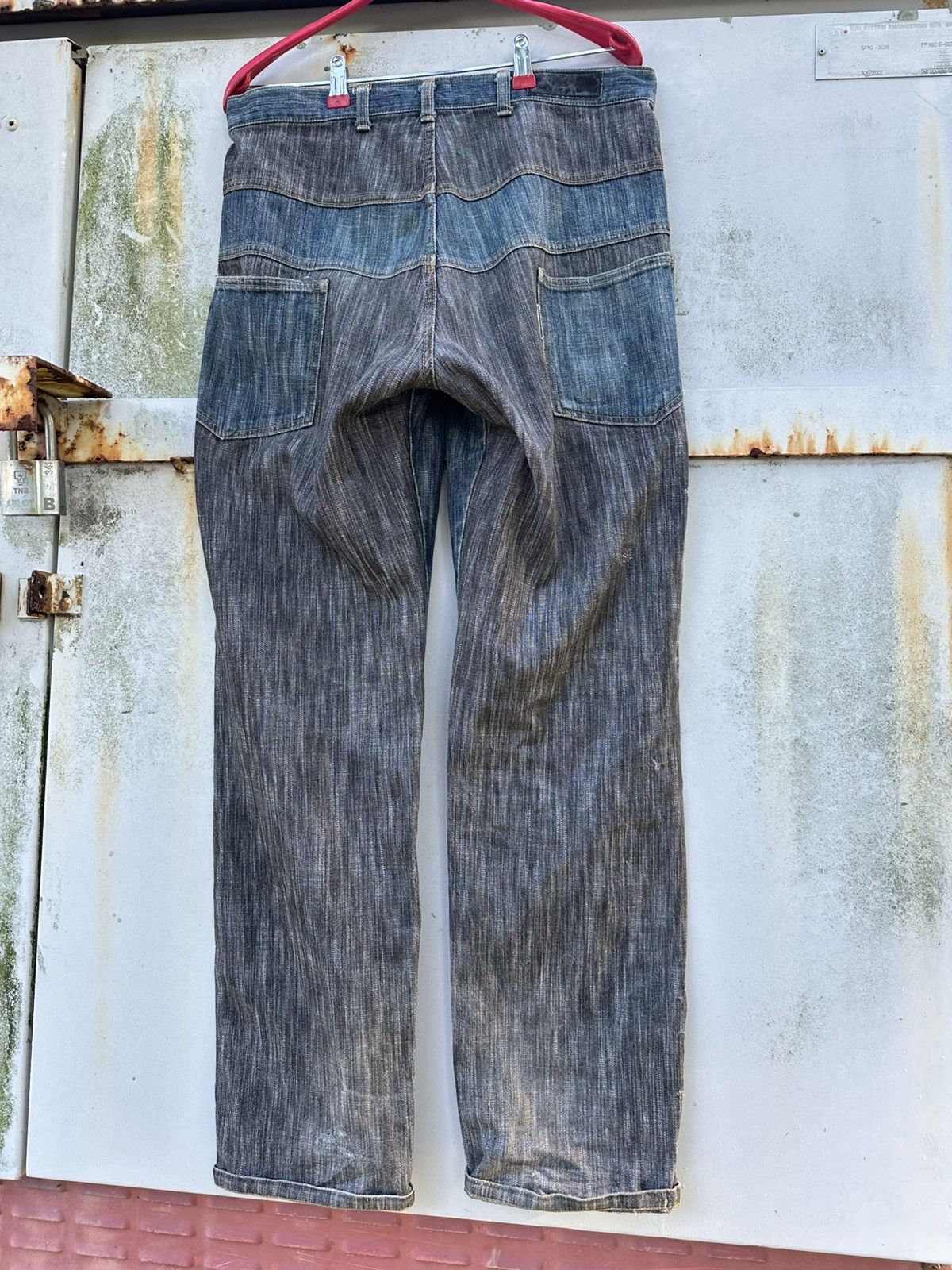 Vintage 👹Vintage Monitographic Design 2 Tone Straight Cut Jeans Size US 31 - 10 Thumbnail