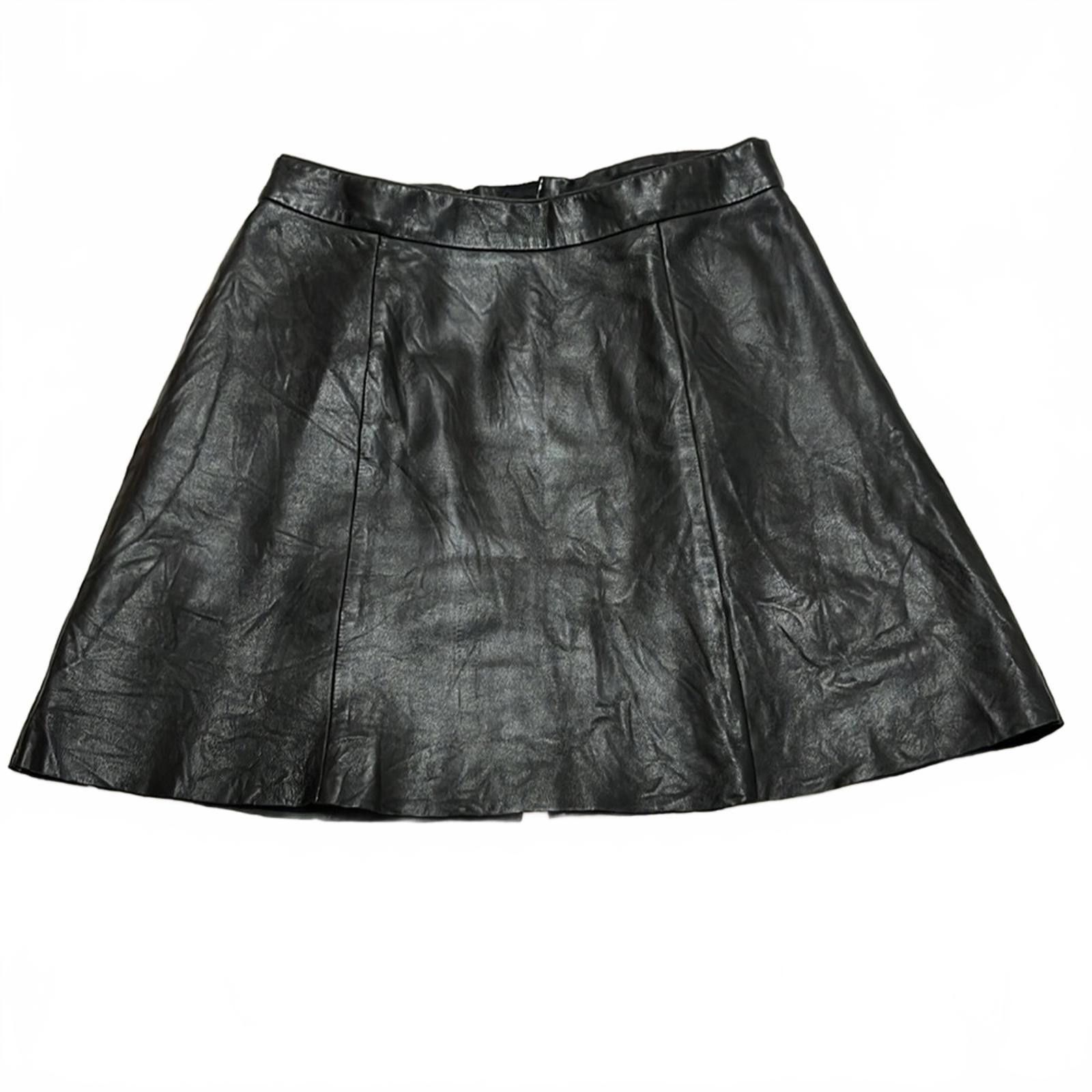 Allsaints All Saints Black Leather Mini Skirt Size 28" / US 6 / IT 42 - 2 Thumbnail