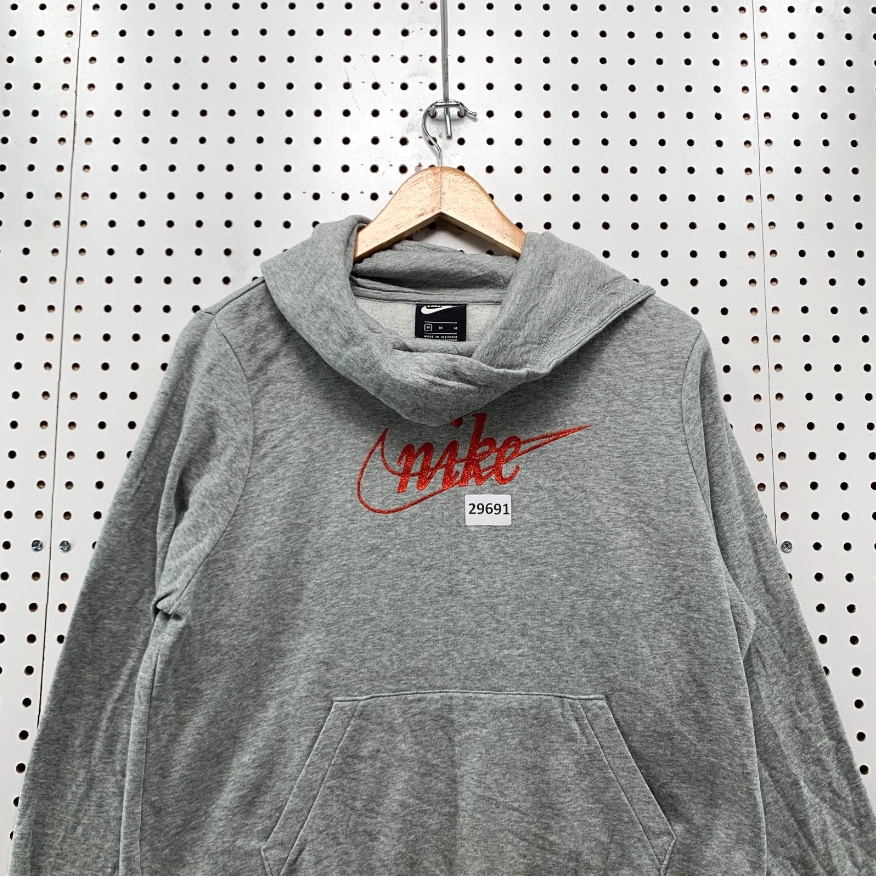 Nike Nike Hoodie Womens Medium Gray Red Swoosh Cowl Neck Hooded Sweatshirt 23x23 Size M / US 6-8 / IT 42-44 - 2 Thumbnail