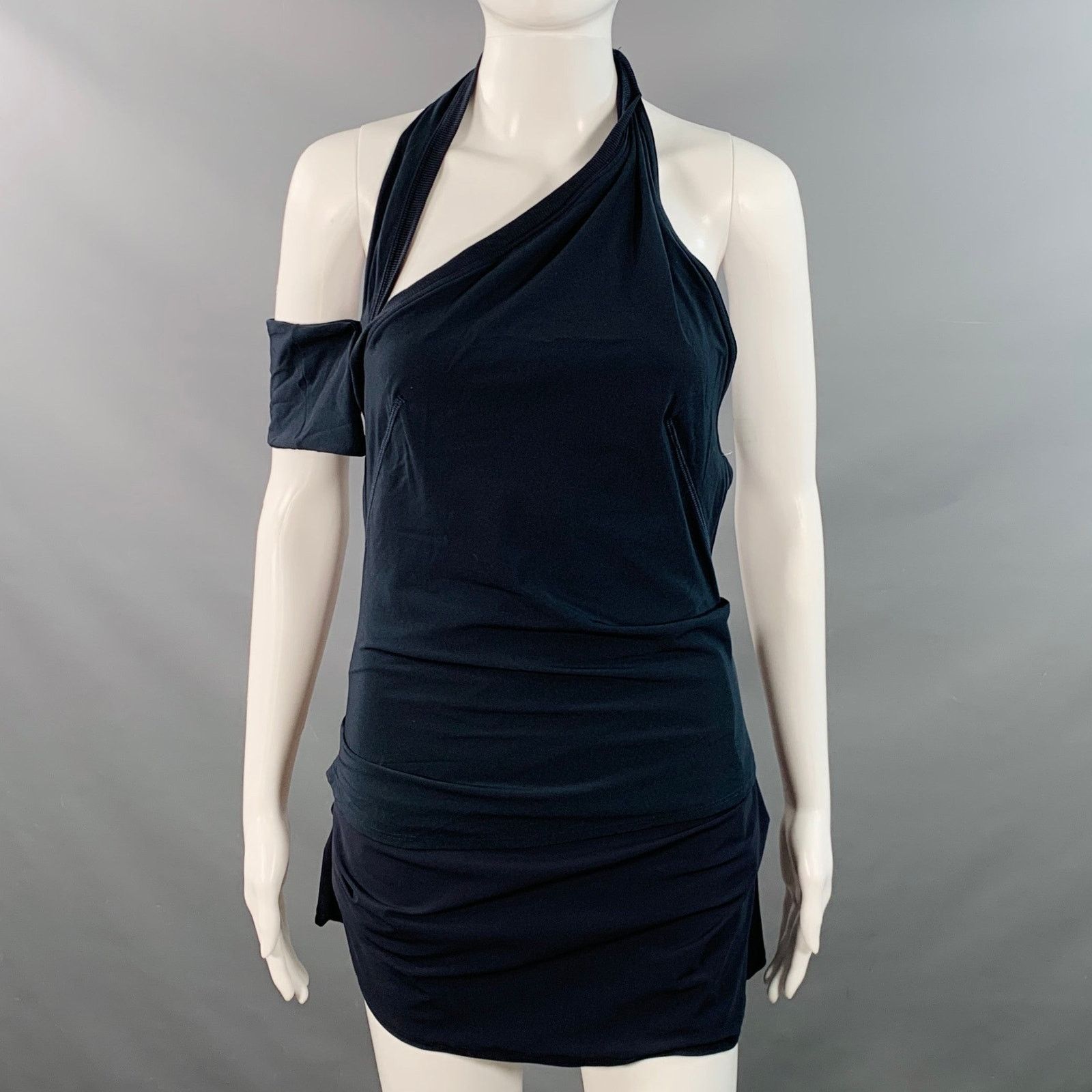 Jacquemus S Navy Polyester Blend Layered Halter Mini Dress Size S / US 4 / IT 40 - 1 Thumbnail
