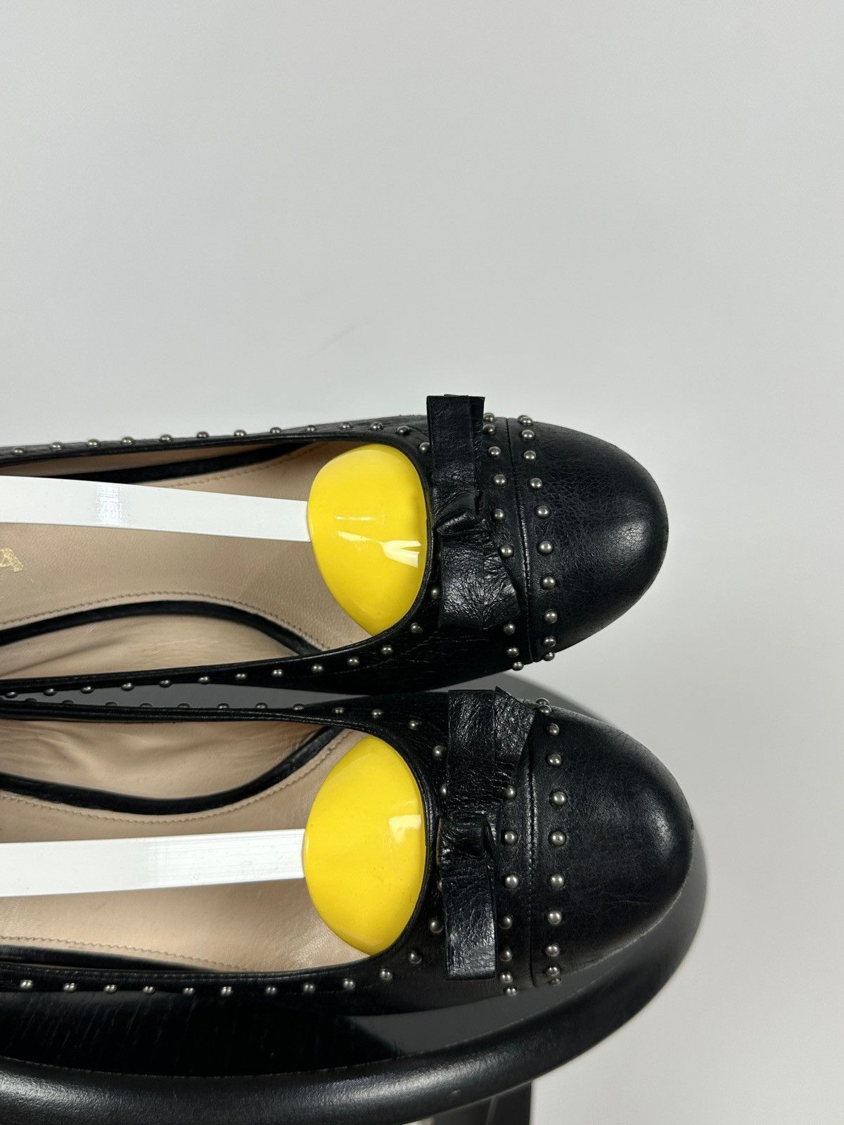 Prada Prada Black Leather Studded Bow Kitten Heels Pumps Size US 9 / IT 39 - 19 Thumbnail