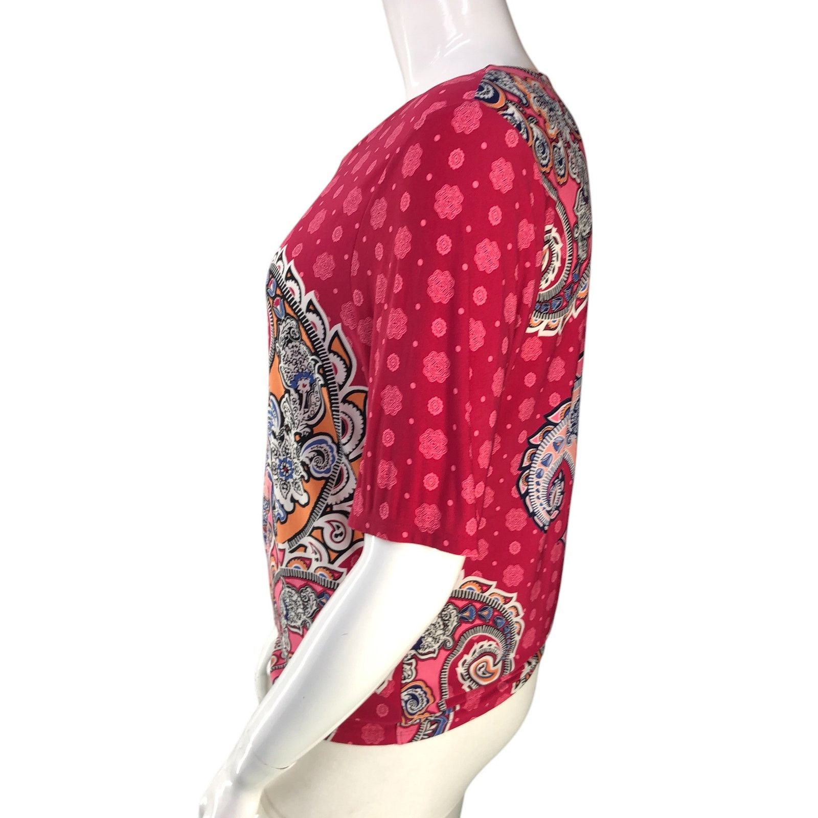 Chicos Chicos Size 2 US L Top Paisley Twist Half Sleeves Scoop Neck Size L / US 10 / IT 46 - 5 Thumbnail