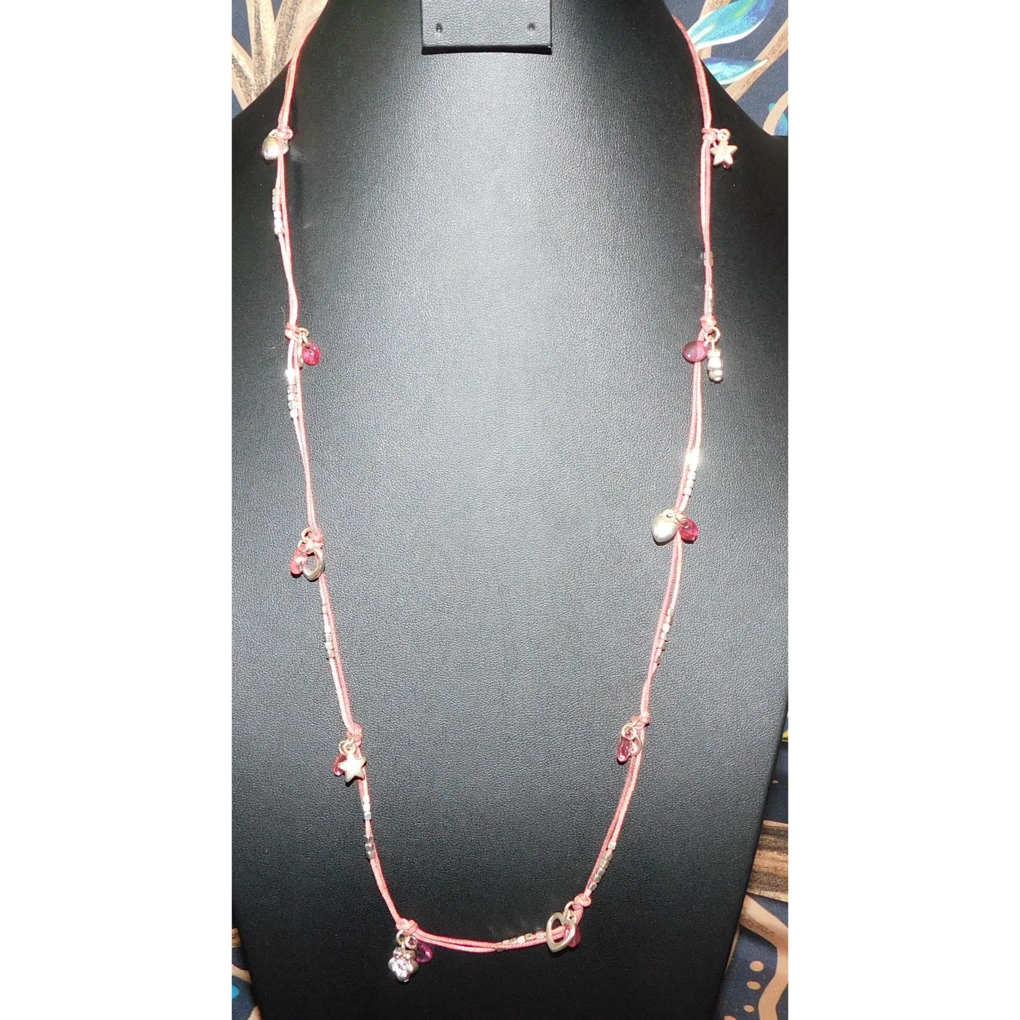 Aeropostale Aeropostale Preppy Pink And Silver Tone Charm Necklace Size ONE SIZE - 1 Thumbnail
