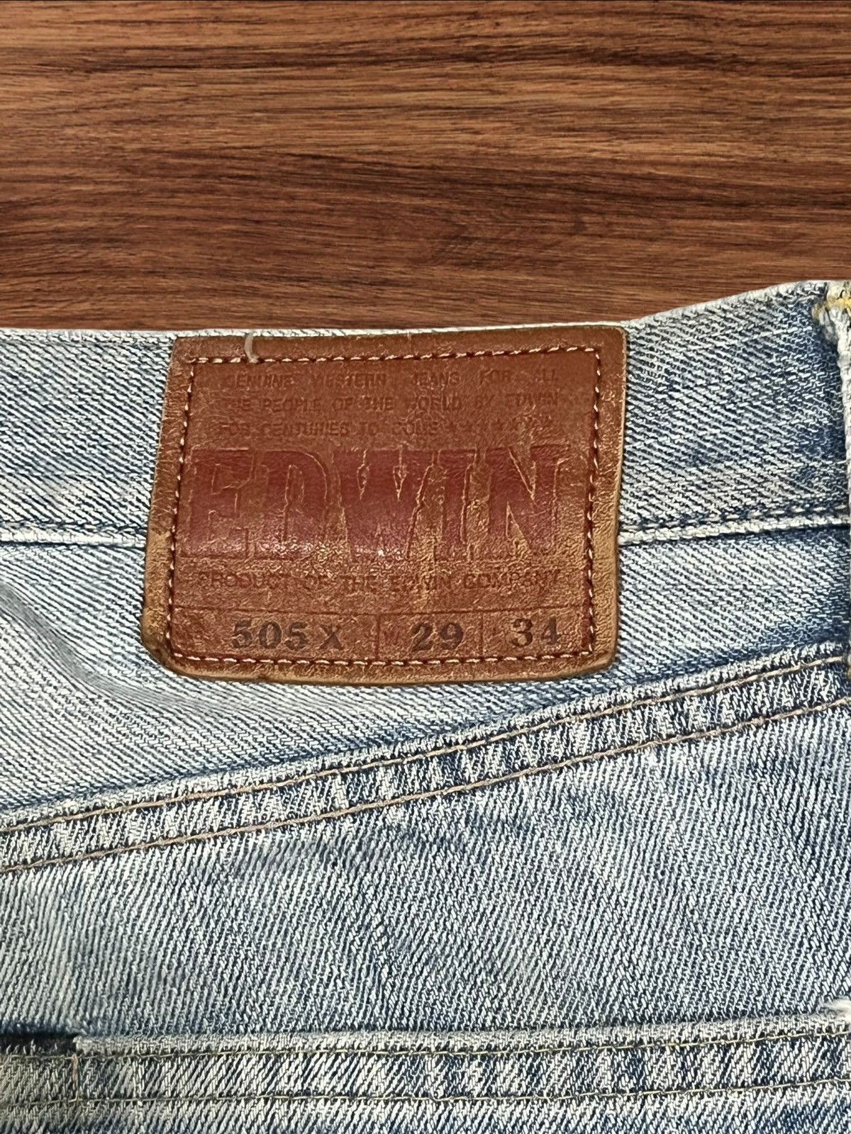 Edwin × Vintage Vintage Edwin 505X Blue Washed Distressed Selvedge Jeans Size US 29 - 9 Thumbnail