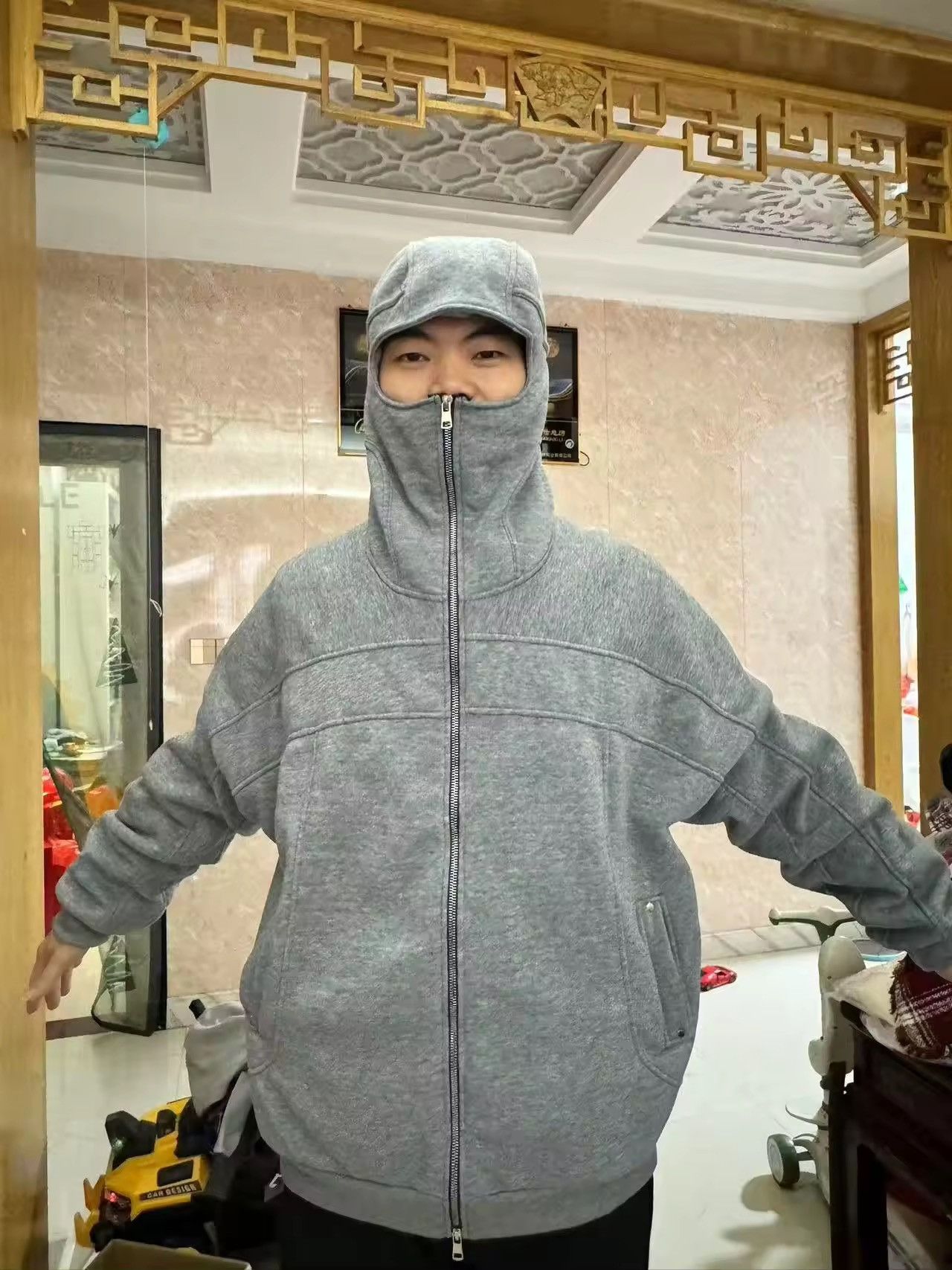 Japanese Brand Gray Half Zipper Winter hoodie Size US L / EU 52-54 / 3 - 8 Thumbnail