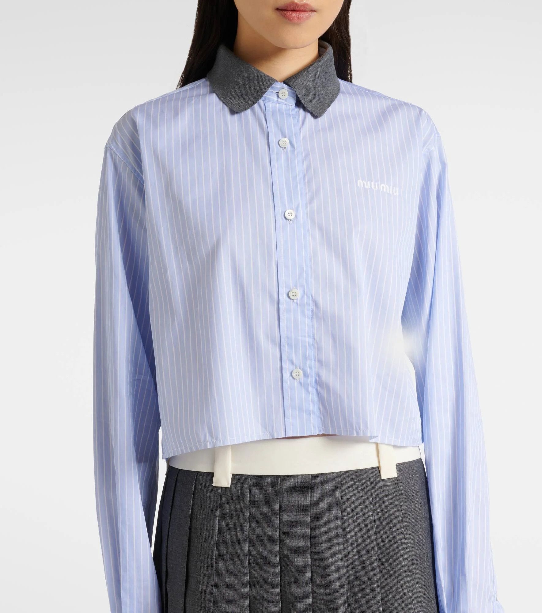 Miu Miu o1B3y1r0526 Striped Shirt in Multicolor Size XL / US 12-14 / IT 48-50 - 6 Thumbnail