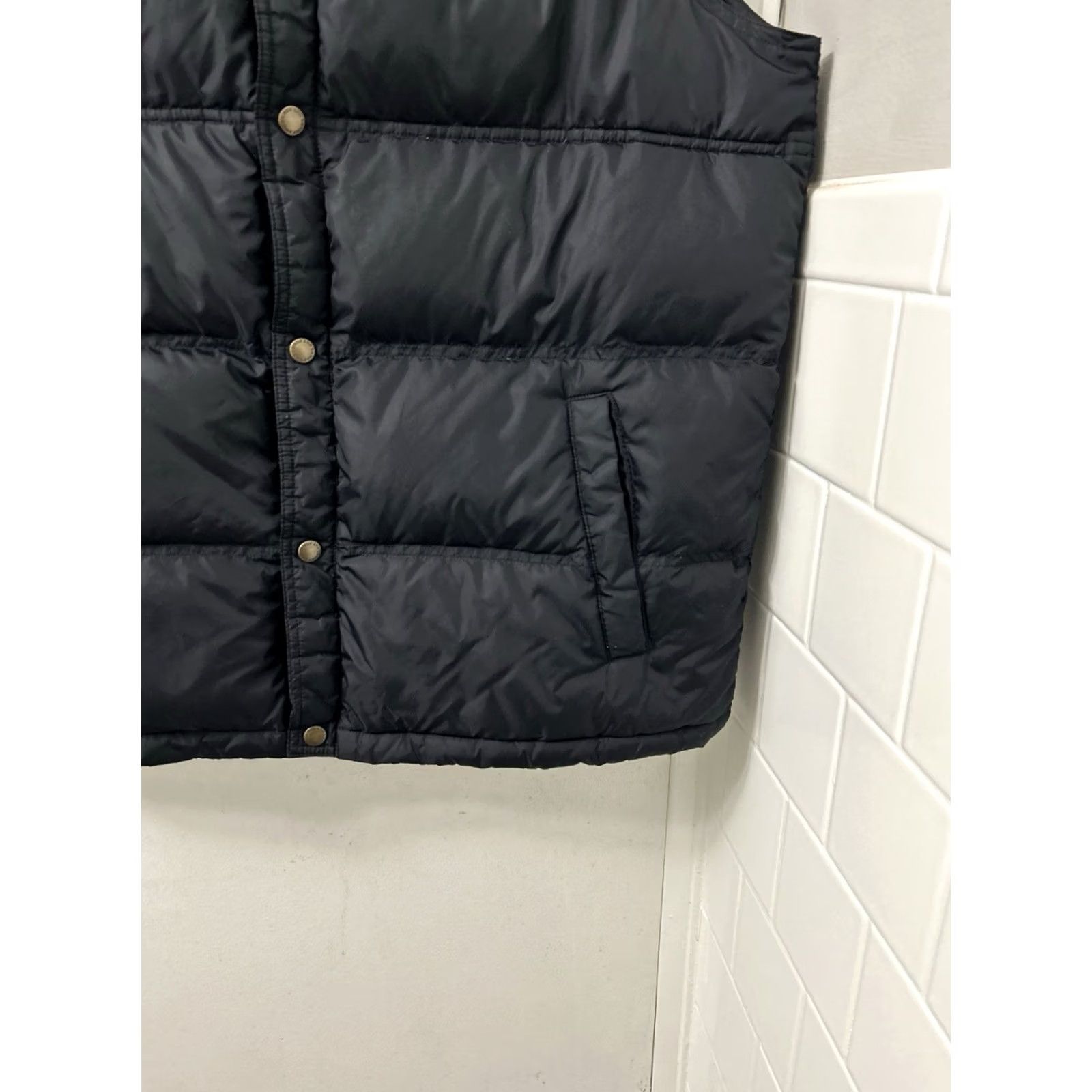 Lands' End VINTAGE Lands' End Down Puffer Vest Mens Large Black Snap Front Quilted Jacket Size US L / EU 52-54 / 3 - 4 Thumbnail