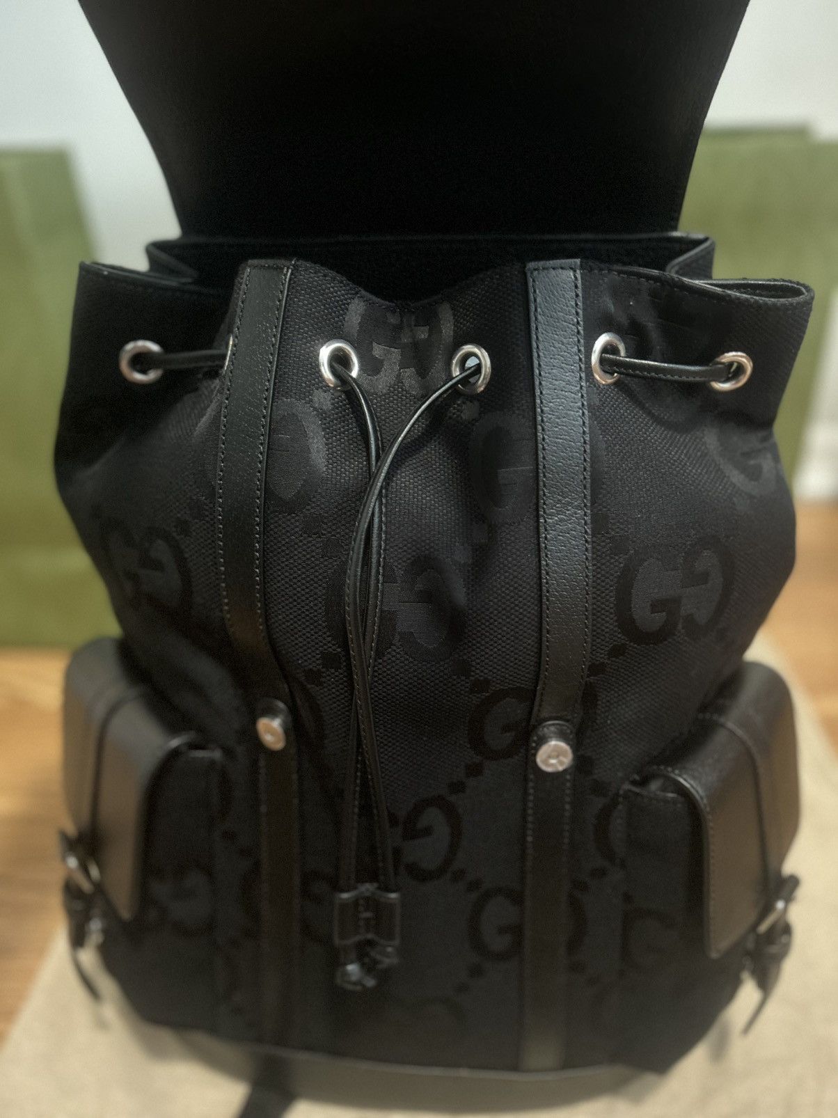 Gucci Gucci Tonal Jumbo GG Backpack Black Size ONE SIZE - 6 Thumbnail