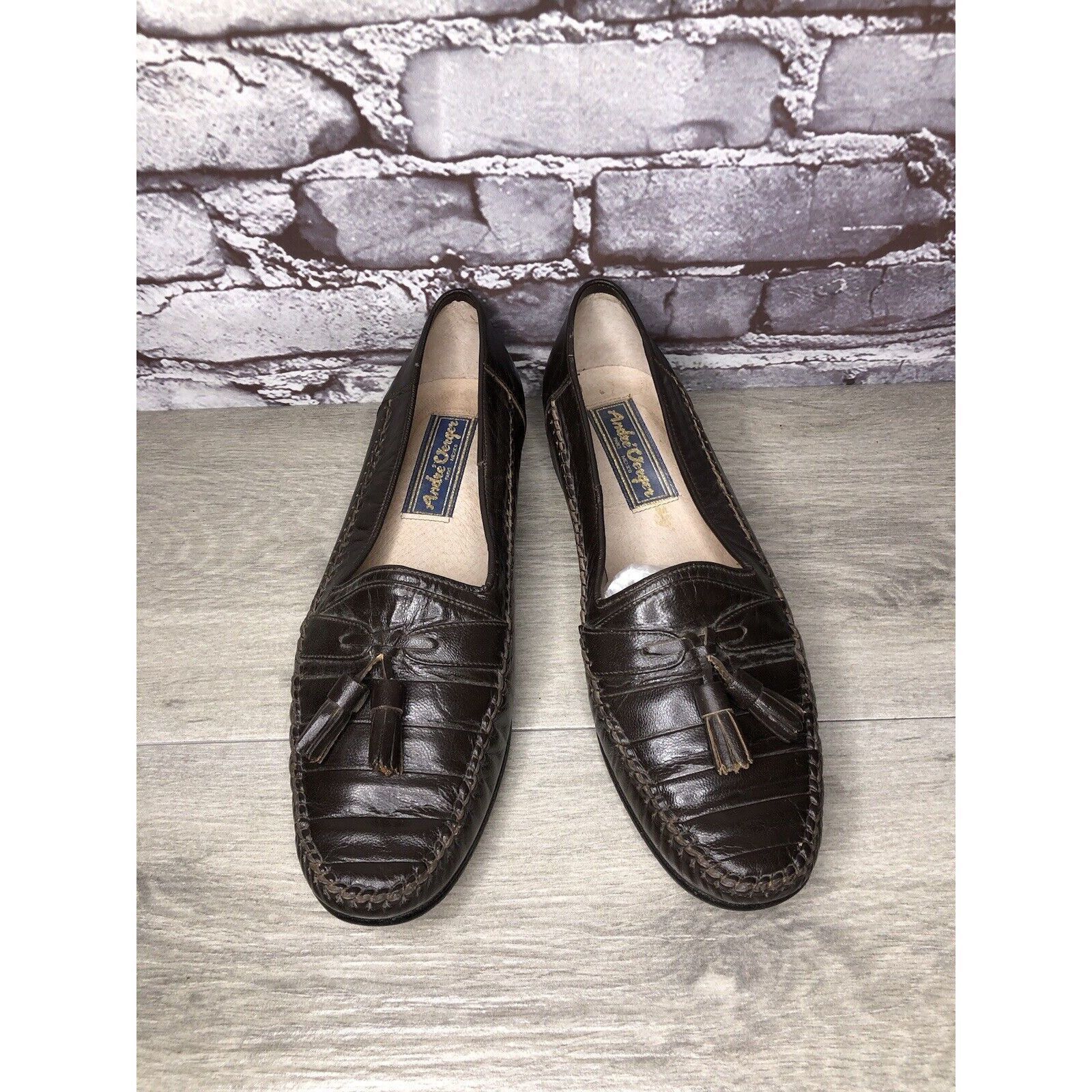 Other Andre Verger Brown Leather Tassel Loafers Handsewn Shoes Men Size US 8 / EU 41 - 2 Thumbnail