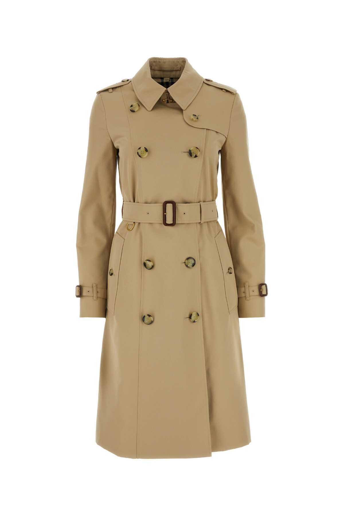 image of Burberry Beige Gabardine Heritage Chelsea Trench Coat in Beige O Tan, Women's (Size XS)