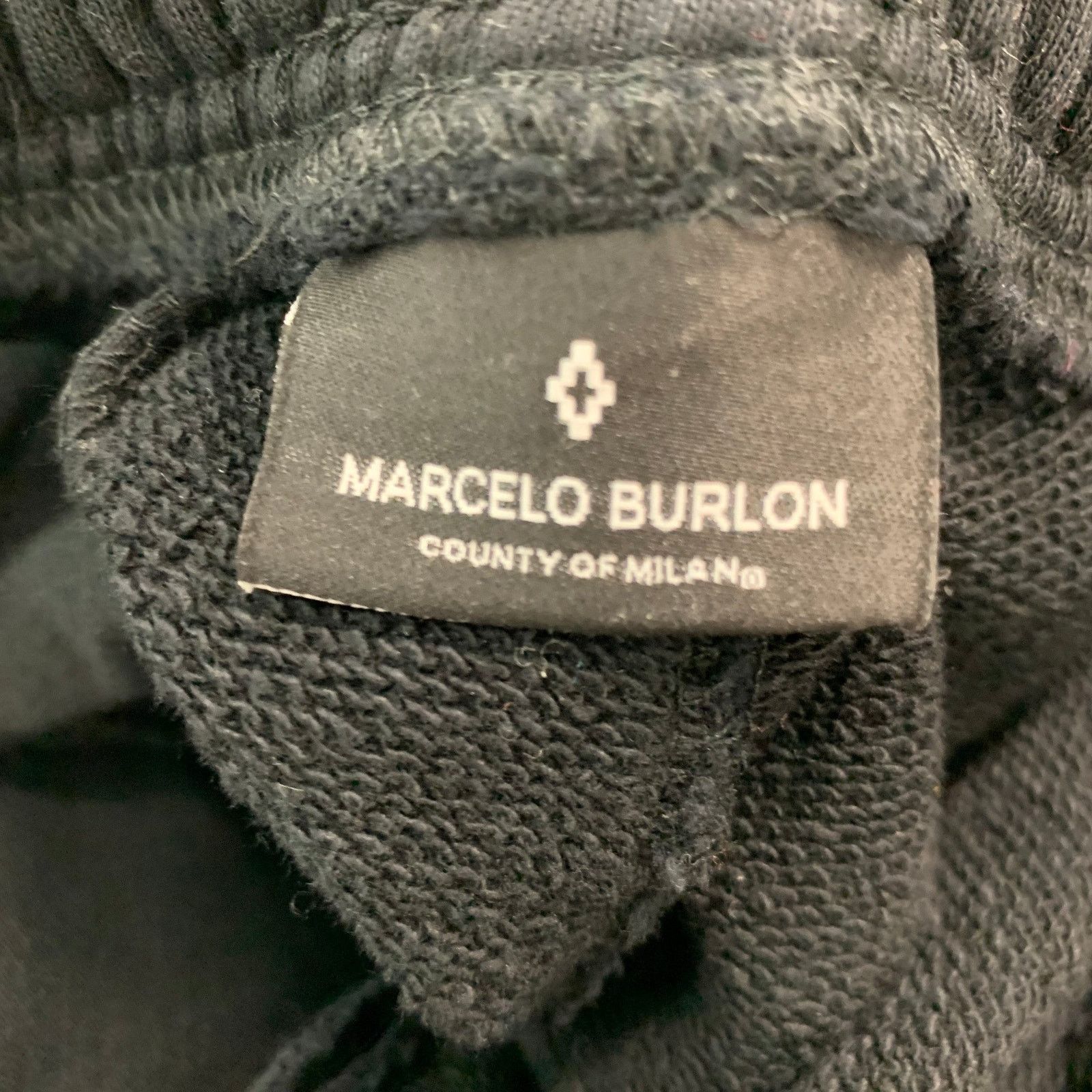 Marcelo Burlon MARCELO BURLON Black Multi-Color Applique Cotton Drawstring Size US 29 - 6 Thumbnail